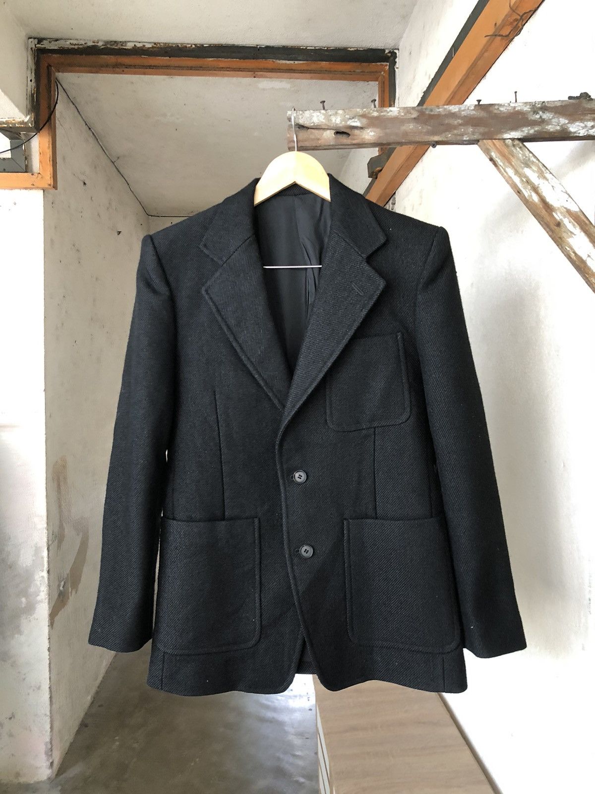 5351 POUR LES HOMMES 5351 Pour Les Hommes Black Wool Lined Single Breasted Blazer Size US M / EU 48-50 / 2 - 2 Thumbnail