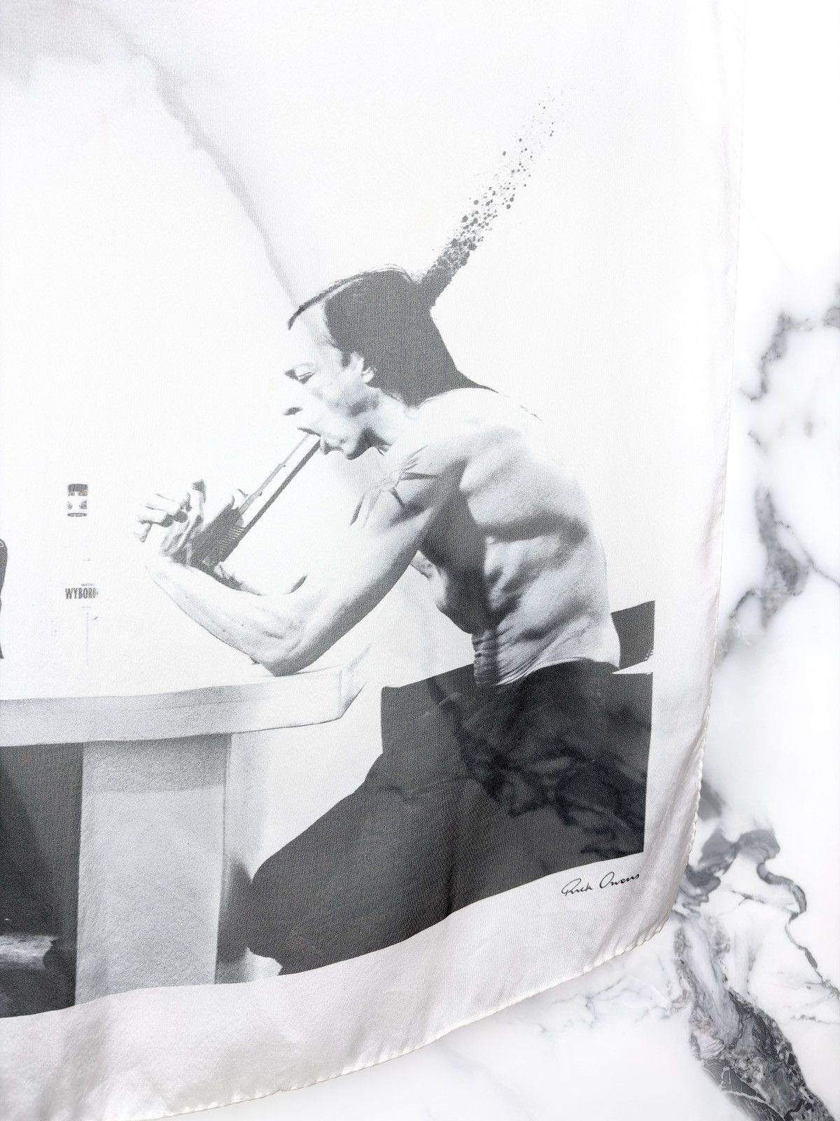 Rick Owens SS07 Rick Owens Archive Suicide Blowjob Silk Scarf White Size ONE SIZE - 2 Thumbnail