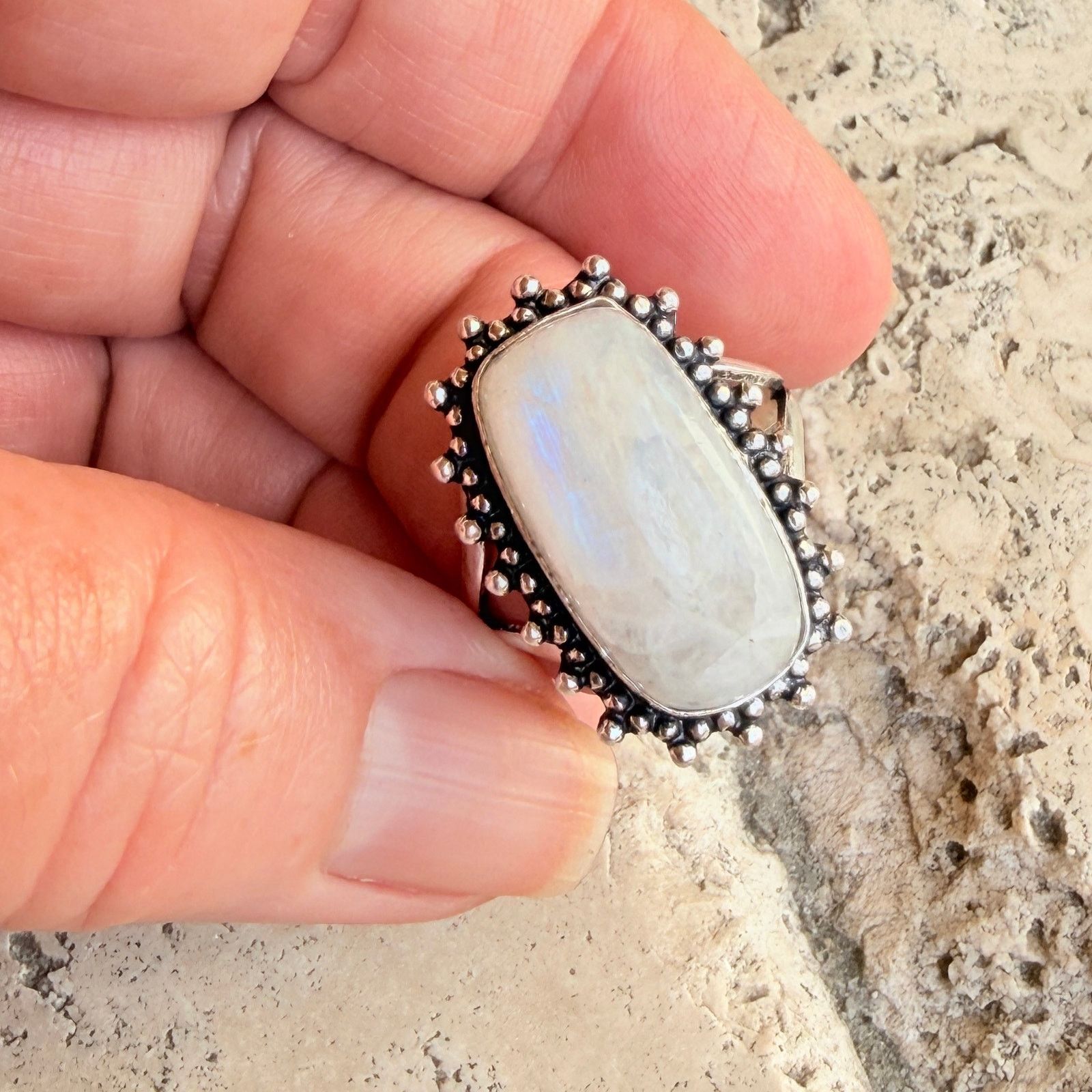 The Unbranded Brand Rainbow Moonstone 925 Silver Overlay Ring Size 9 Size ONE SIZE - 6 Thumbnail
