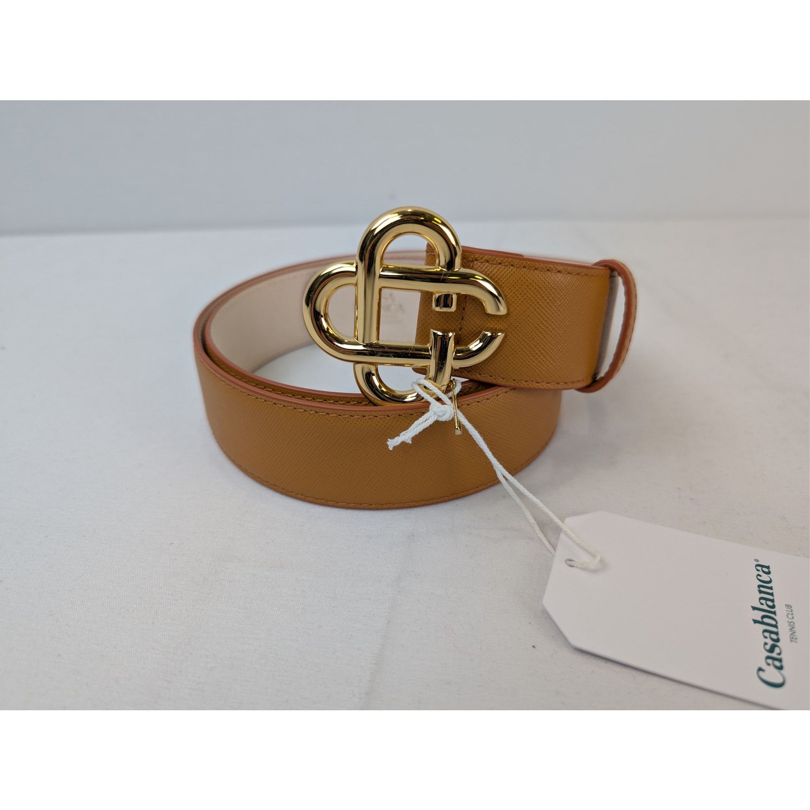 Casablanca o1rshd1 Size: 105cm / Men's Leather CC Logo Buckle Belt Tan Size 42 - 3 Thumbnail