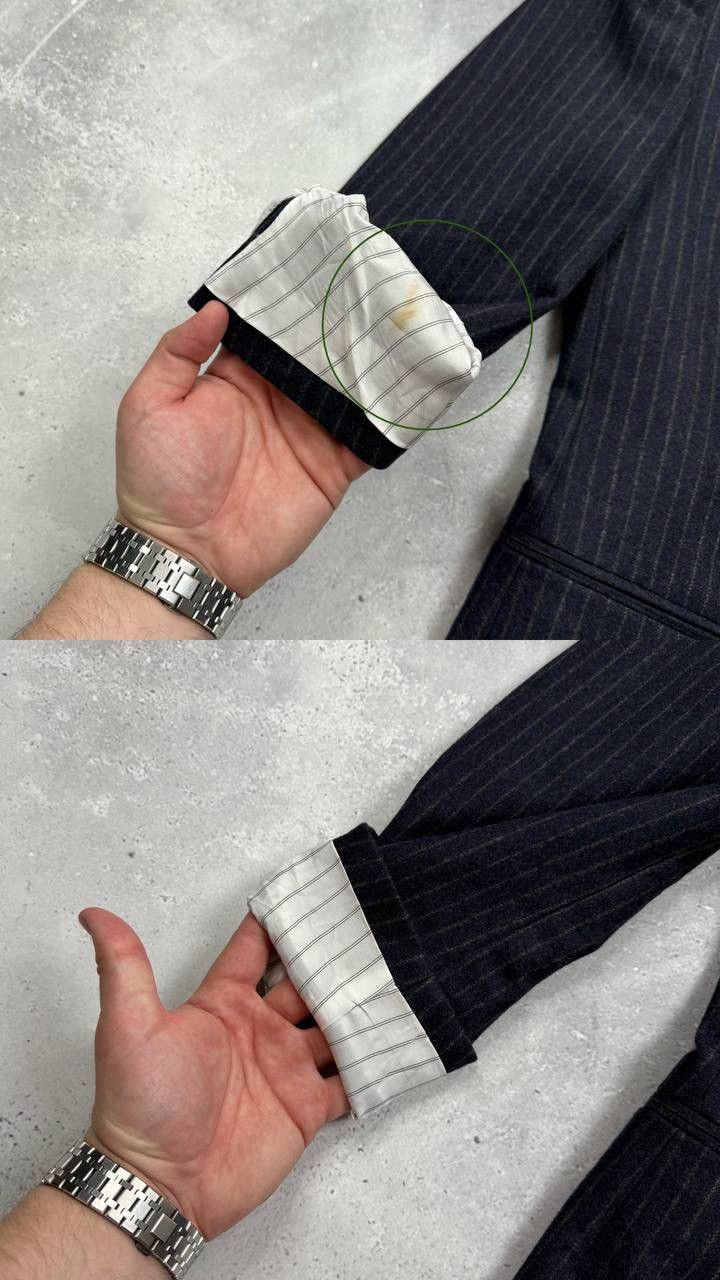Suitsupply Suitsupply Double-Breasted Striped Wool Blazer Blue/ Brown Size 36R - 10 Thumbnail