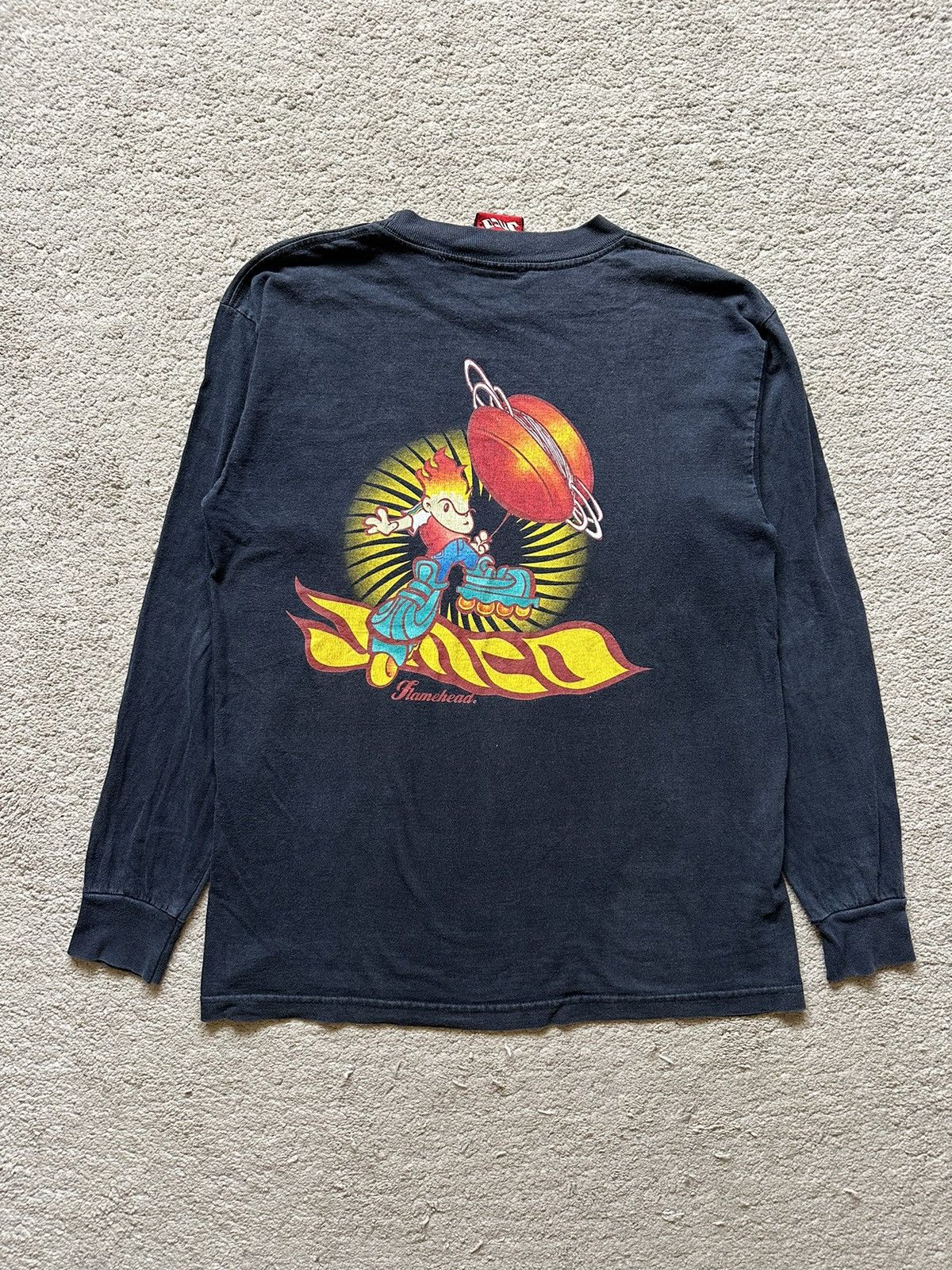 image of 1990S Jnco Flamehead Big Print Tshirt in Black, Men's (Size Medium)
