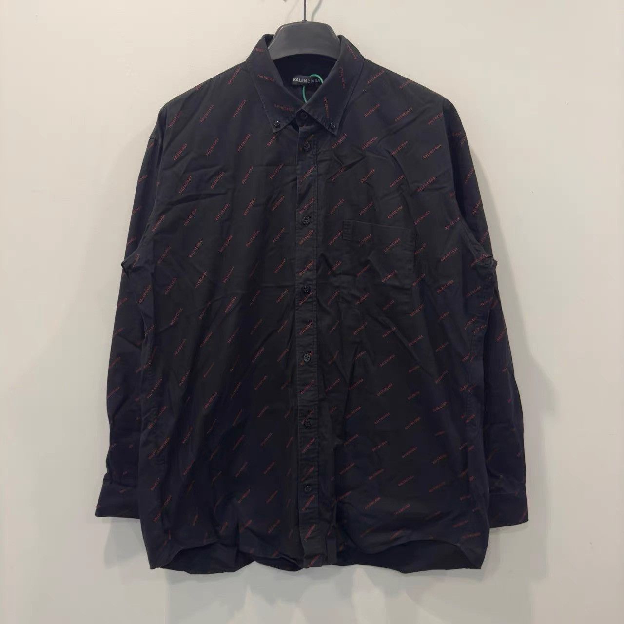 Balenciaga Balenciaga Black Logo Print Shirt K28 Size US XXS / EU 40 - 1 Thumbnail