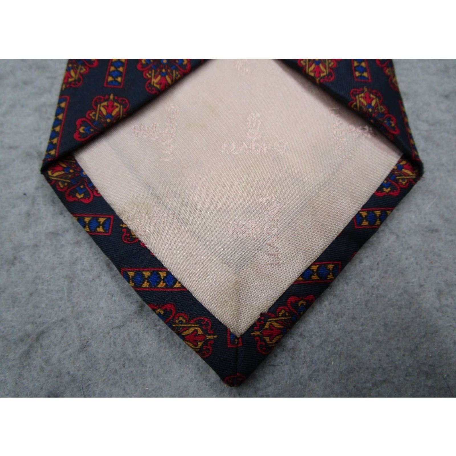 Vintage VINTAGE Lladro Men's Blue Silk Neck Tie Geometric Abstract Woven Classic 57-60 inches Spain Size ONE SIZE - 3 Thumbnail