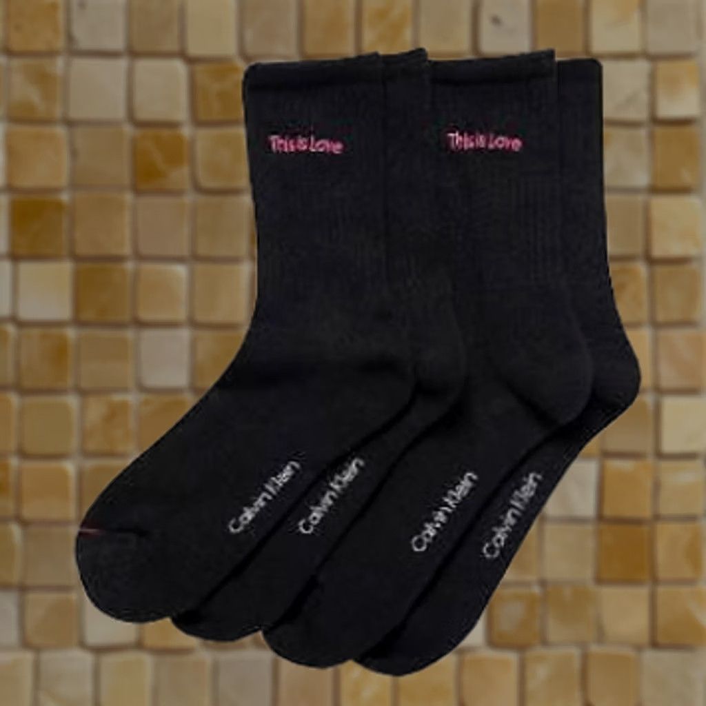 Calvin Klein VINTAGE NEW MENS CALVIN KLEIN 2 PACK COTTON SOCKS LOVE MID CREW SOCKS SIZE L/XL Size ONE SIZE - 1 Preview
