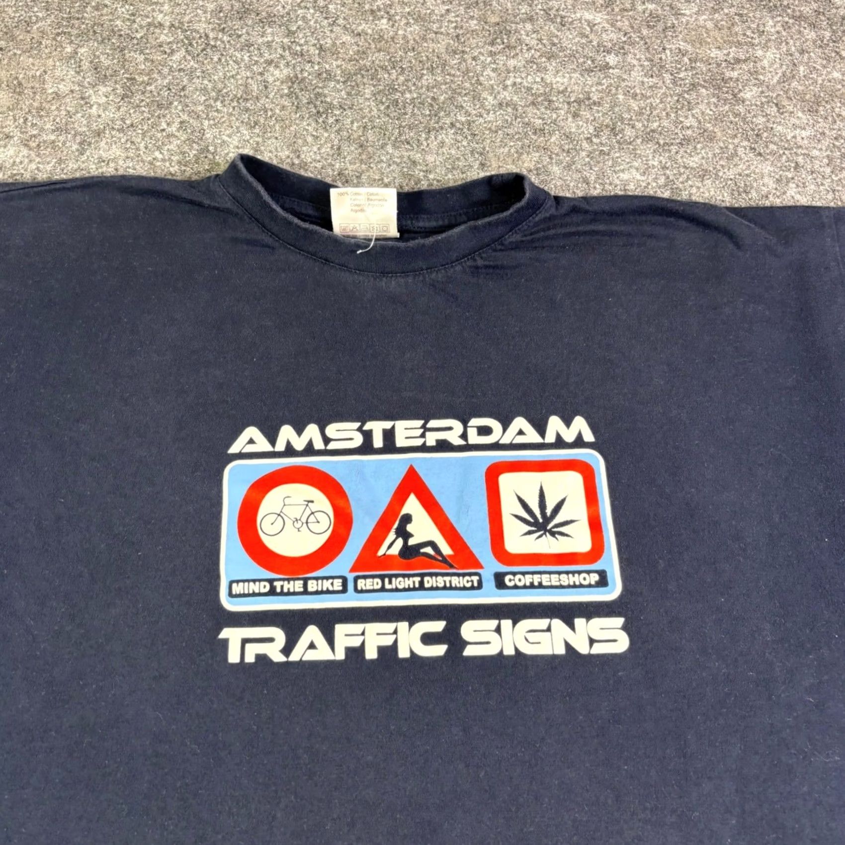 Vintage B&C T-Shirt Mens XL Navy Blue Graphic Amsterdam Traffic Signs 90s Size US XL / EU 56 / 4 - 6 Thumbnail