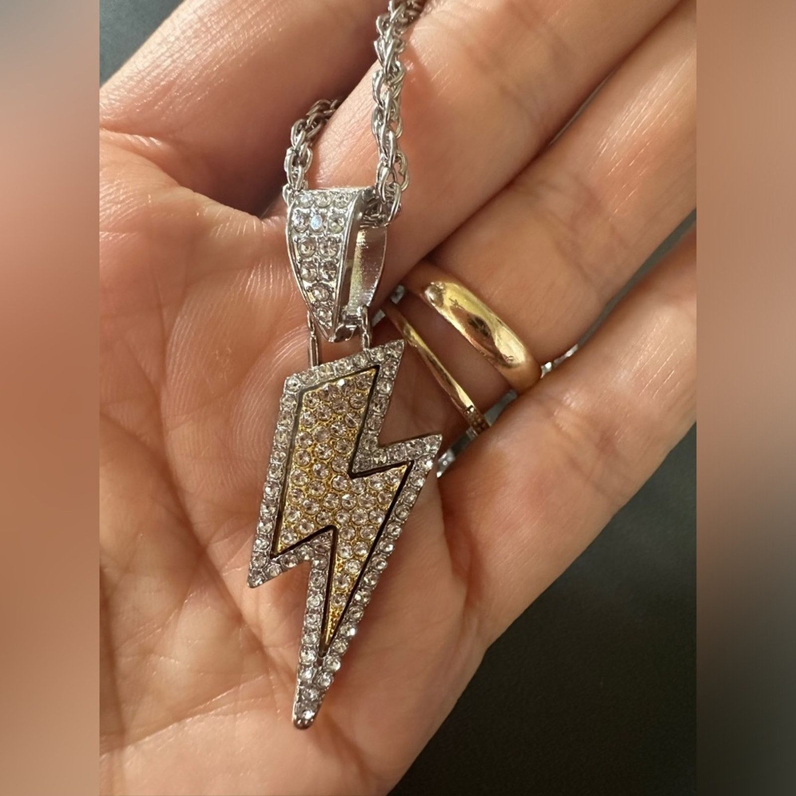 Other Hip Hop Necklace CZ Zircon Lightning Pendants Necklace 24” Size ONE SIZE - 3 Thumbnail