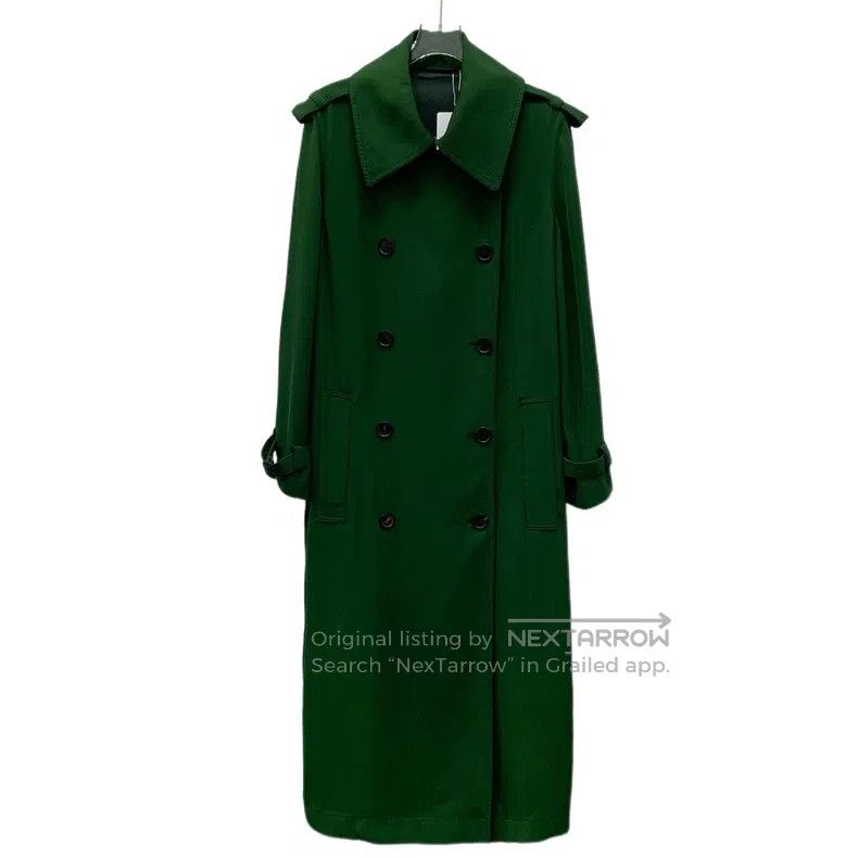 Acne Studios Acne Studios Dark Green Notched Collar Double-Breasted Lon Size 4XL / US 24-26 - 1 Thumbnail