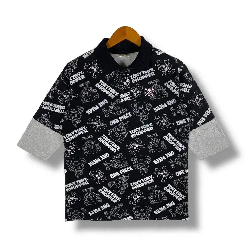 Anime Vintage ONE PIECE Tony Tony Chopper Anime Double Layer Polo Size US L / EU 52-54 / 3 - 1 Thumbnail