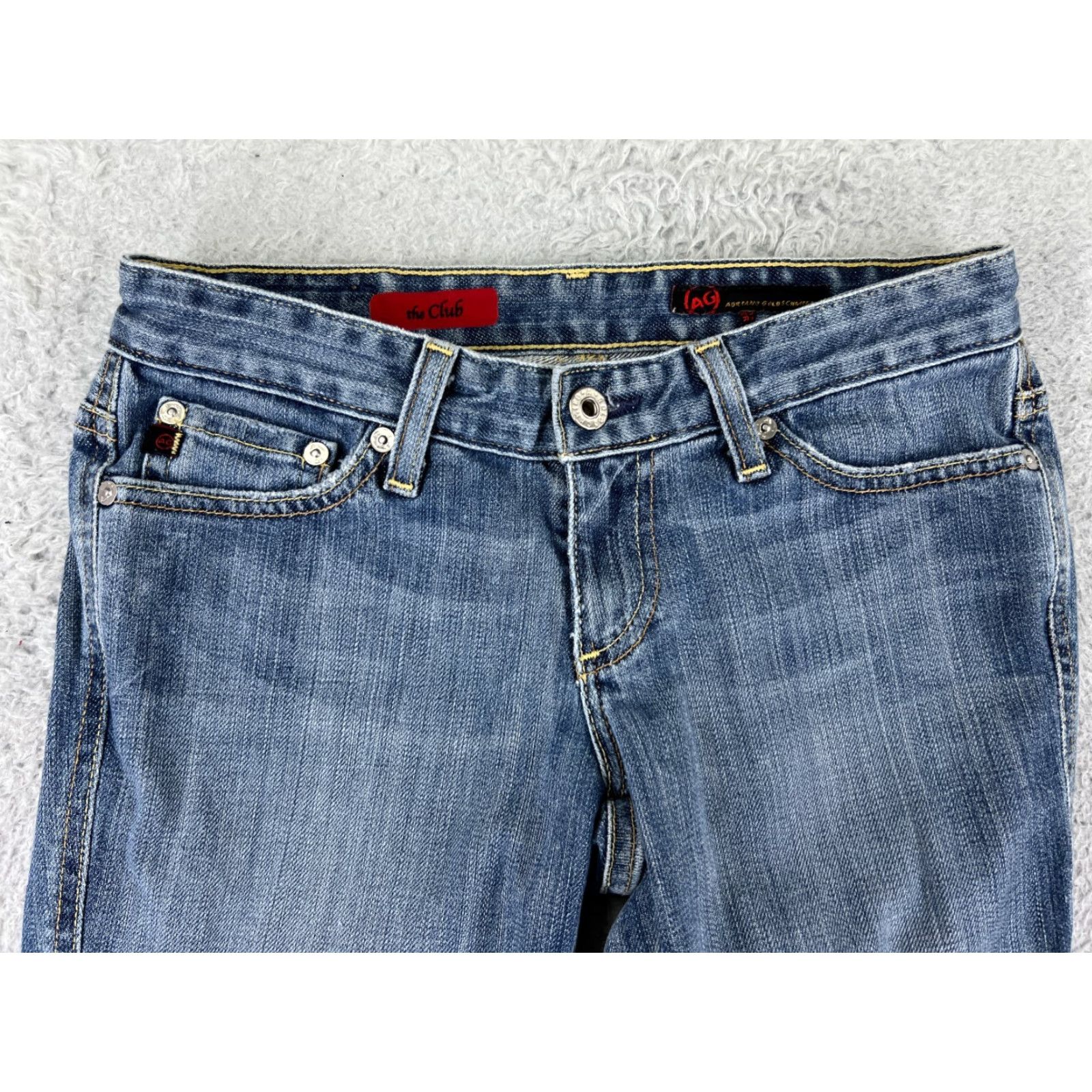 Denime AG Adriano Goldschmied Jeans Women's 29 Blue Denim Flared Embroidered 5-Pocket Cotton Blend Modern Fit Adult Women’s Size 29 Blue Size 29" - 7 Thumbnail