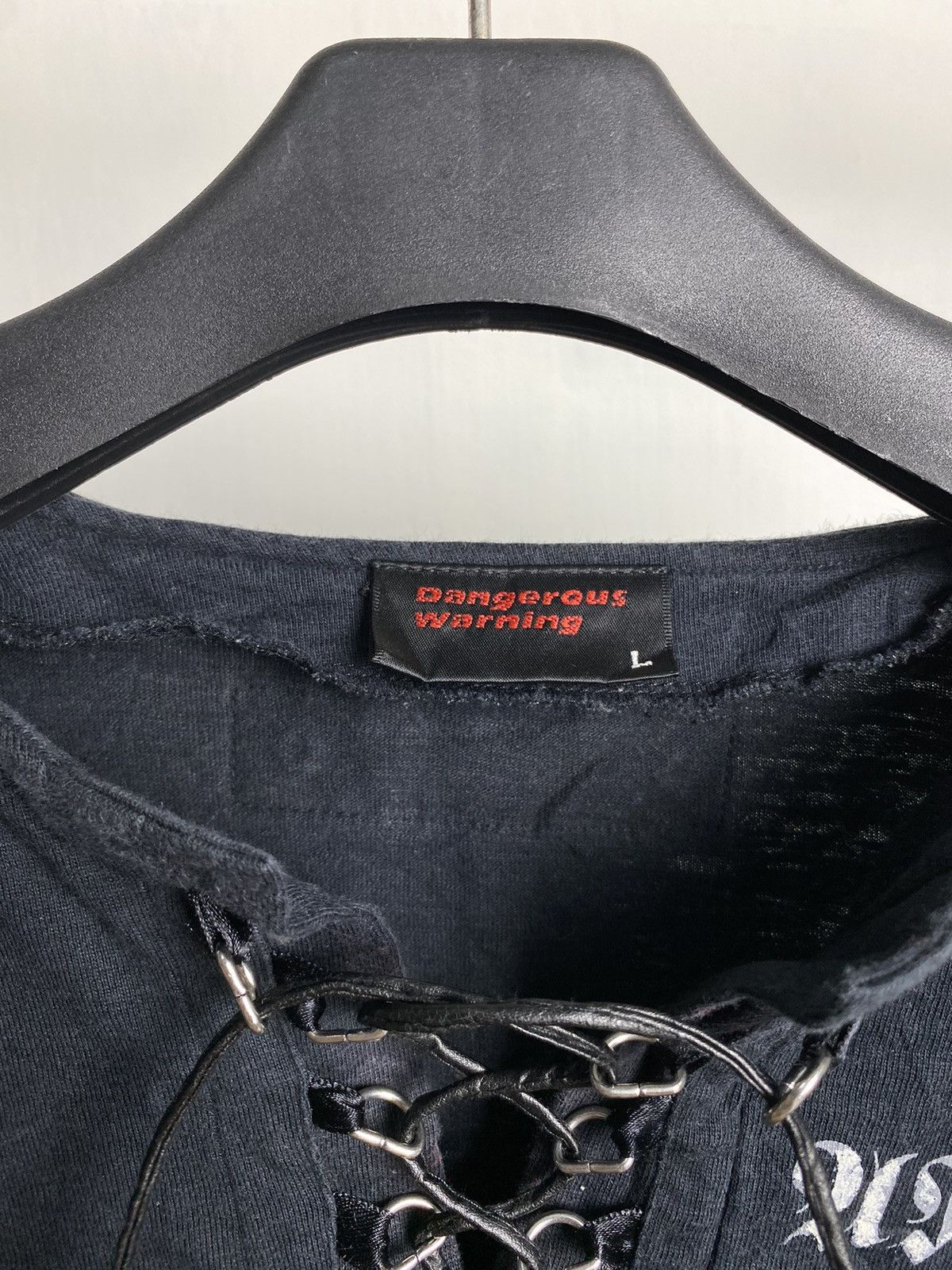 If Six Was Nine × Japanese Brand × Le Grande Bleu (L.G.B.) Dengerous Warning Skull Laces Up Longsleeve Size US M / EU 48-50 / 2 - 7 Thumbnail