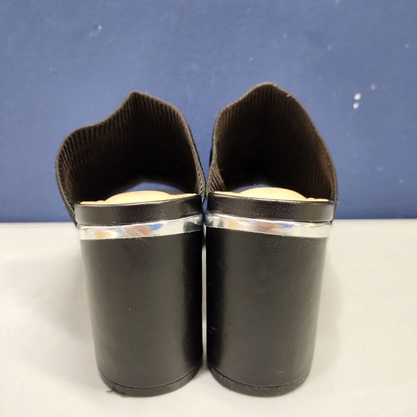 Vintage Adrienne Vittadini Aimie Heeled Slide Sandals Womens Size 5M Black Stretch Knit Size US 5 / IT 35 - 5 Thumbnail