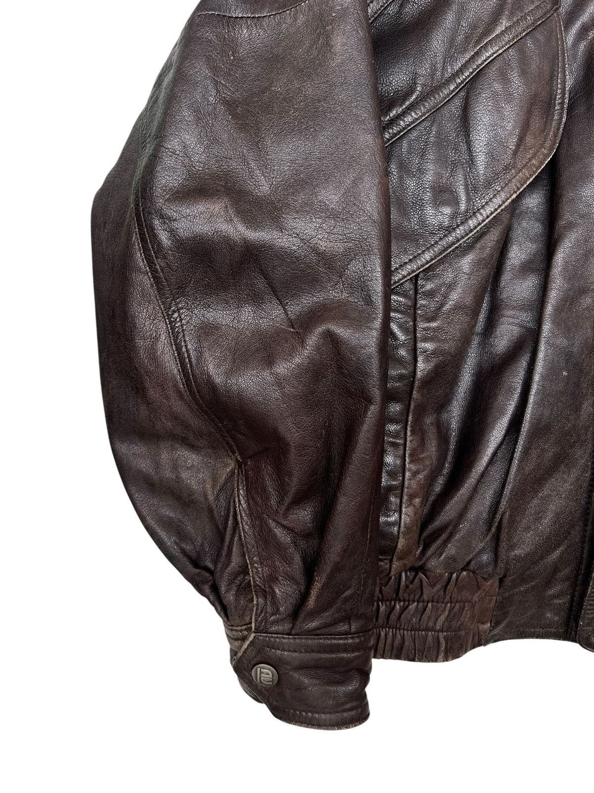 Vintage Vintage 90s Robert Dark Brown Bomber Leather Jacket Size US L / EU 52-54 / 3 - 7 Thumbnail