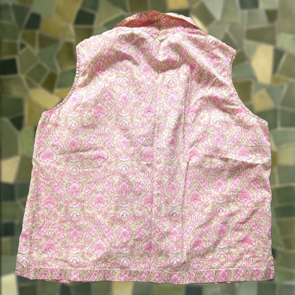Vintage Needham Lane Blouse Sleeveless Floral 100% Cotton Pink White Green M Womens Size M / US 6-8 / IT 42-44 - 1 Thumbnail