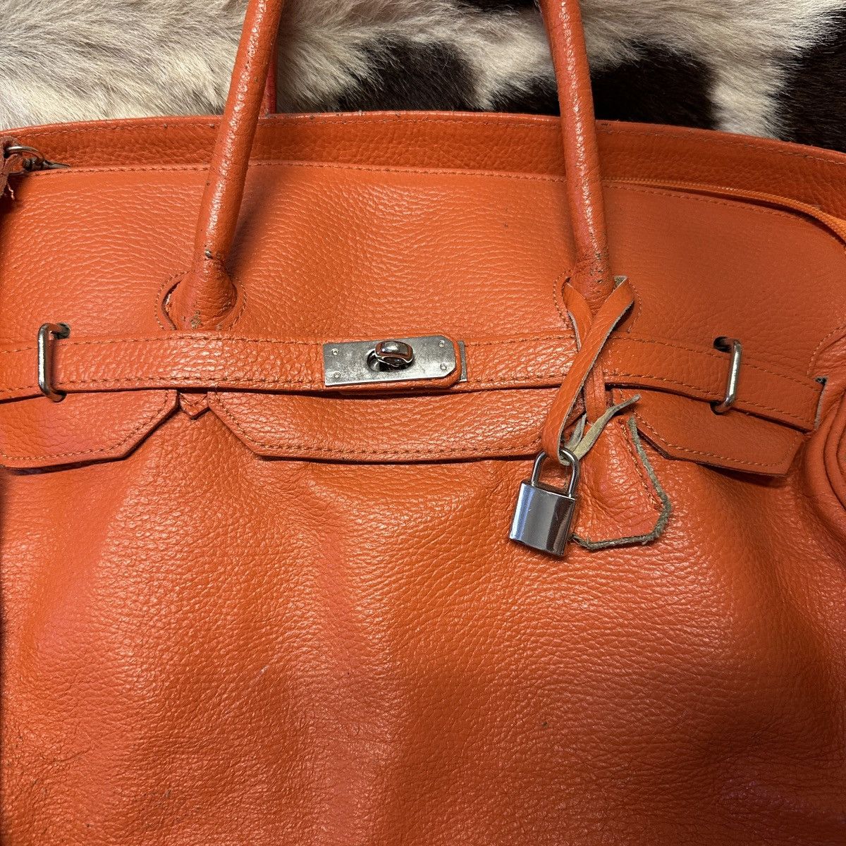 Vintage Vintage orange leather Firkin tote shoulder bag Size ONE SIZE - 5 Thumbnail