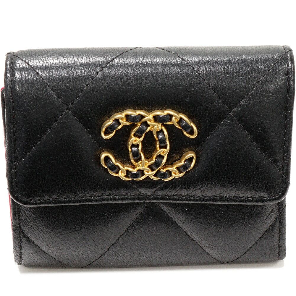 Chanel Chanel Chanel CHANEL19 Small Flap Wallet Lambskin Wallet Leather Short Wallet AP0954 DUTY FREE for USA Size ONE SIZE - 1 Thumbnail