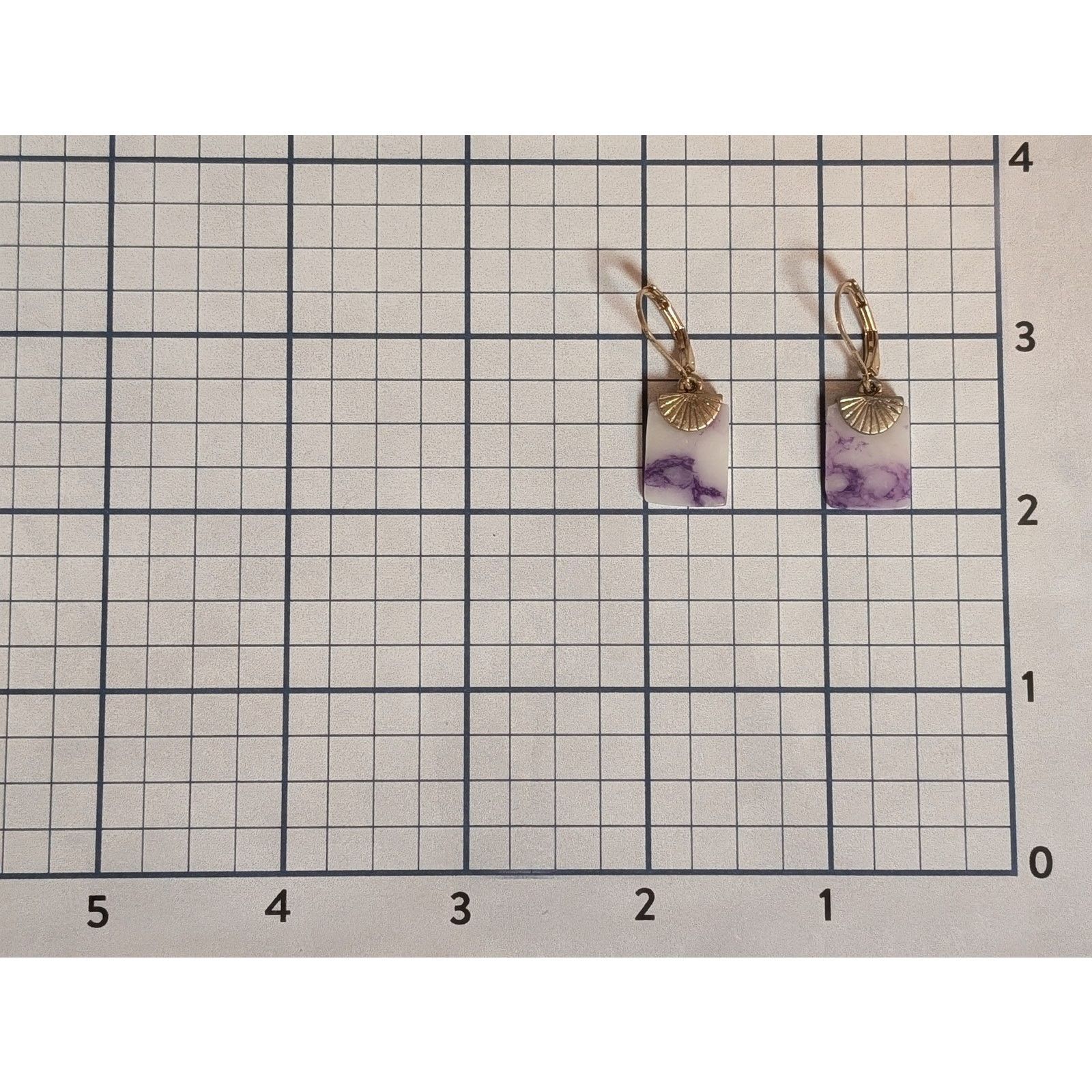 Vintage VTG 1980s Gold-Tone Faux Marble Puple Dangle Drop Earrings Size ONE SIZE - 5 Thumbnail