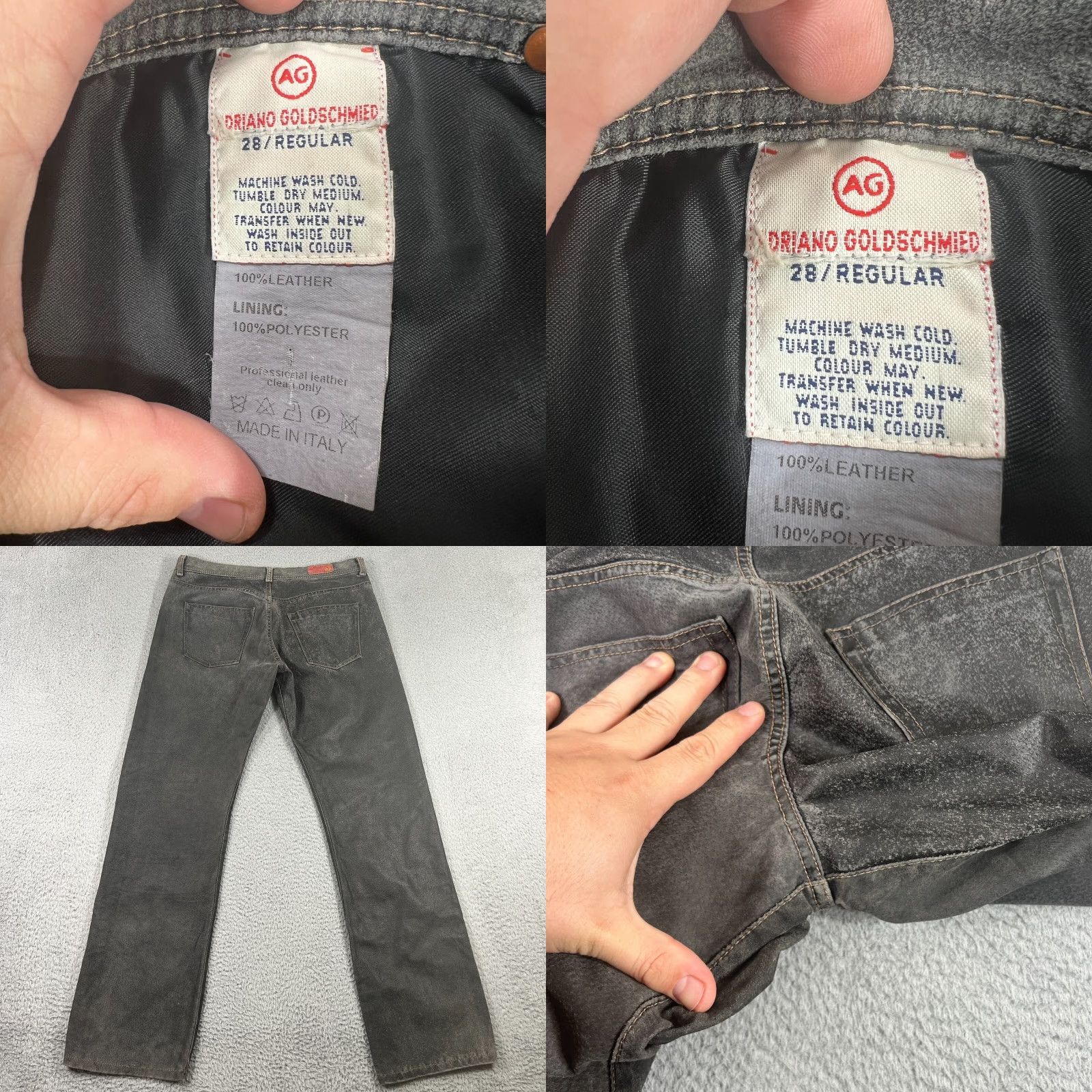 Vintage VINTAGE AG Adriano Goldschmied Leather Pants 28 32x31 Black Casual 80s 90s Mens Size US 28 / EU 44 - 8 Thumbnail