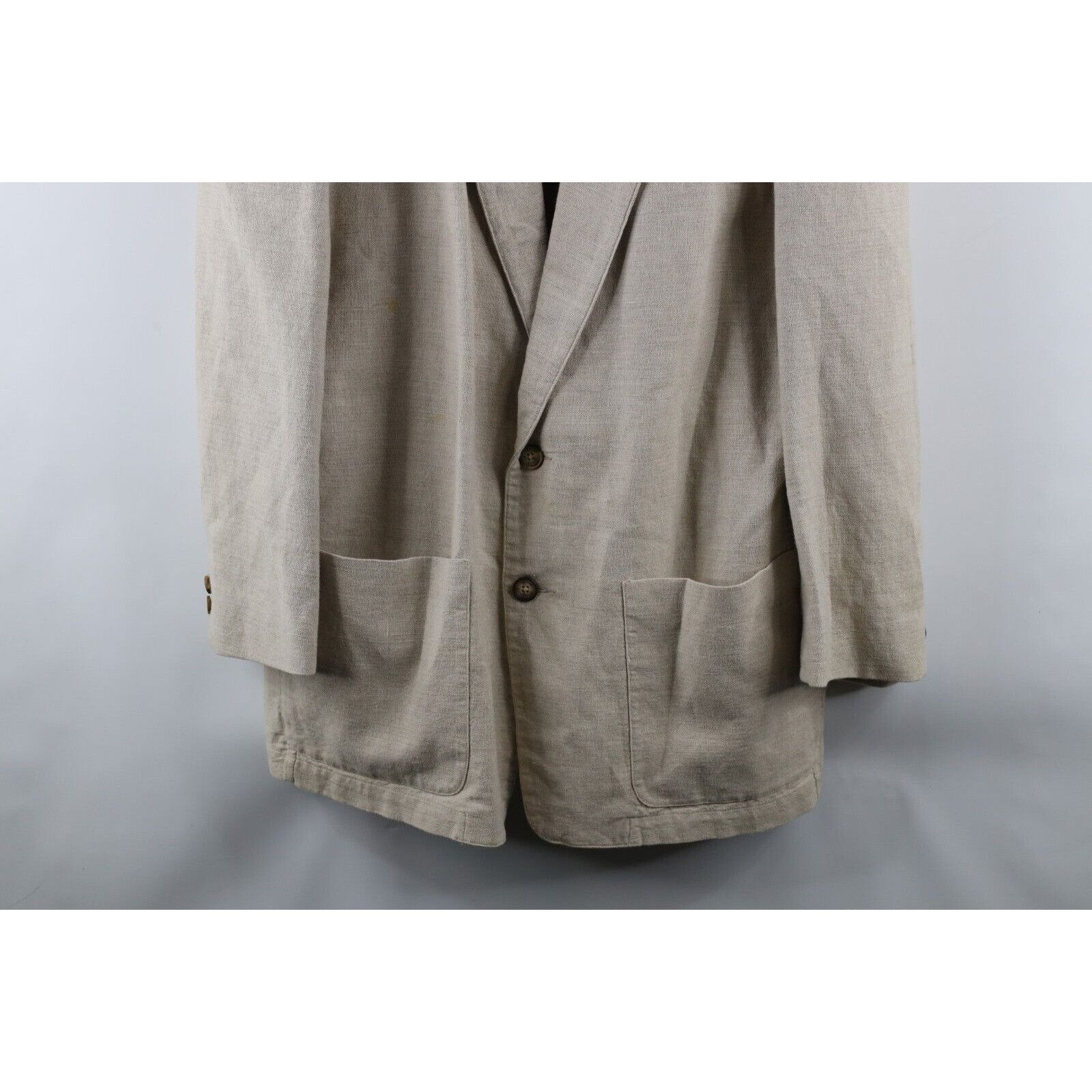 Vintage Vintage 90s Streetwear Linen Blend 2 Button Suit Coat Size US L / EU 52-54 / 3 - 3 Thumbnail
