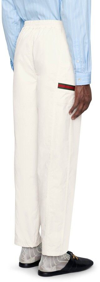Gucci o1mt1gz0725 Cotton Canvas Pant With Gucci Label in White Size US 30 / EU 46 - 4 Thumbnail