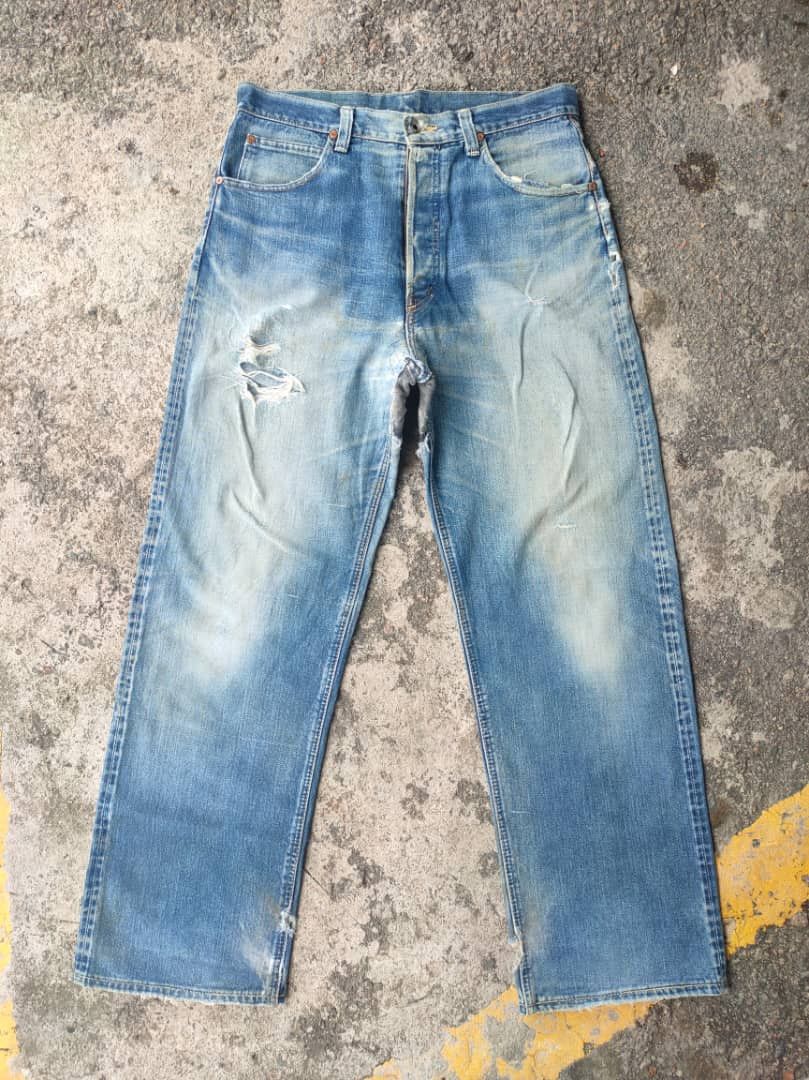 Union LA VINTAGE UNION MADE SELVEDGE FADED RIPPED JEANS DENIM PANTS Size US 34 / EU 50 - 2 Thumbnail