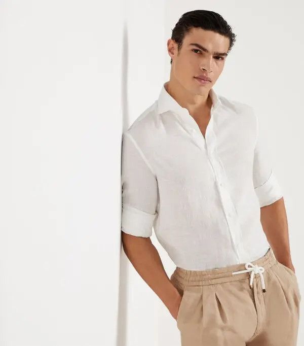 Brunello Cucinelli Shirt in Light Beige Size US S / EU 44-46 / 1 - 4 Thumbnail