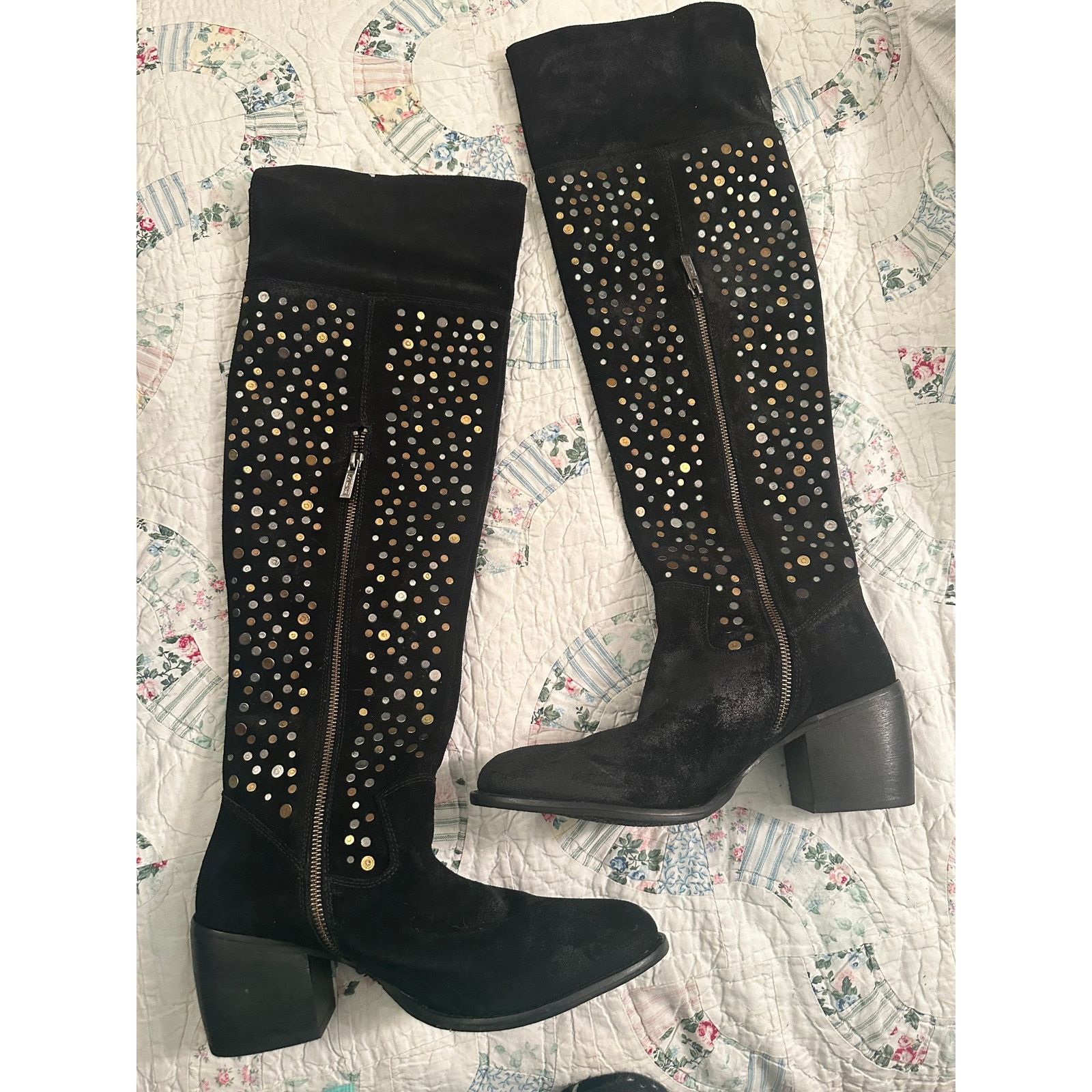 Seychelles NEW $330 ANTHROPOLOGIE STUDDED SUEDE BOHO ROCK ROLL BOOTS 8 Size US 8 / IT 38 - 2 Thumbnail