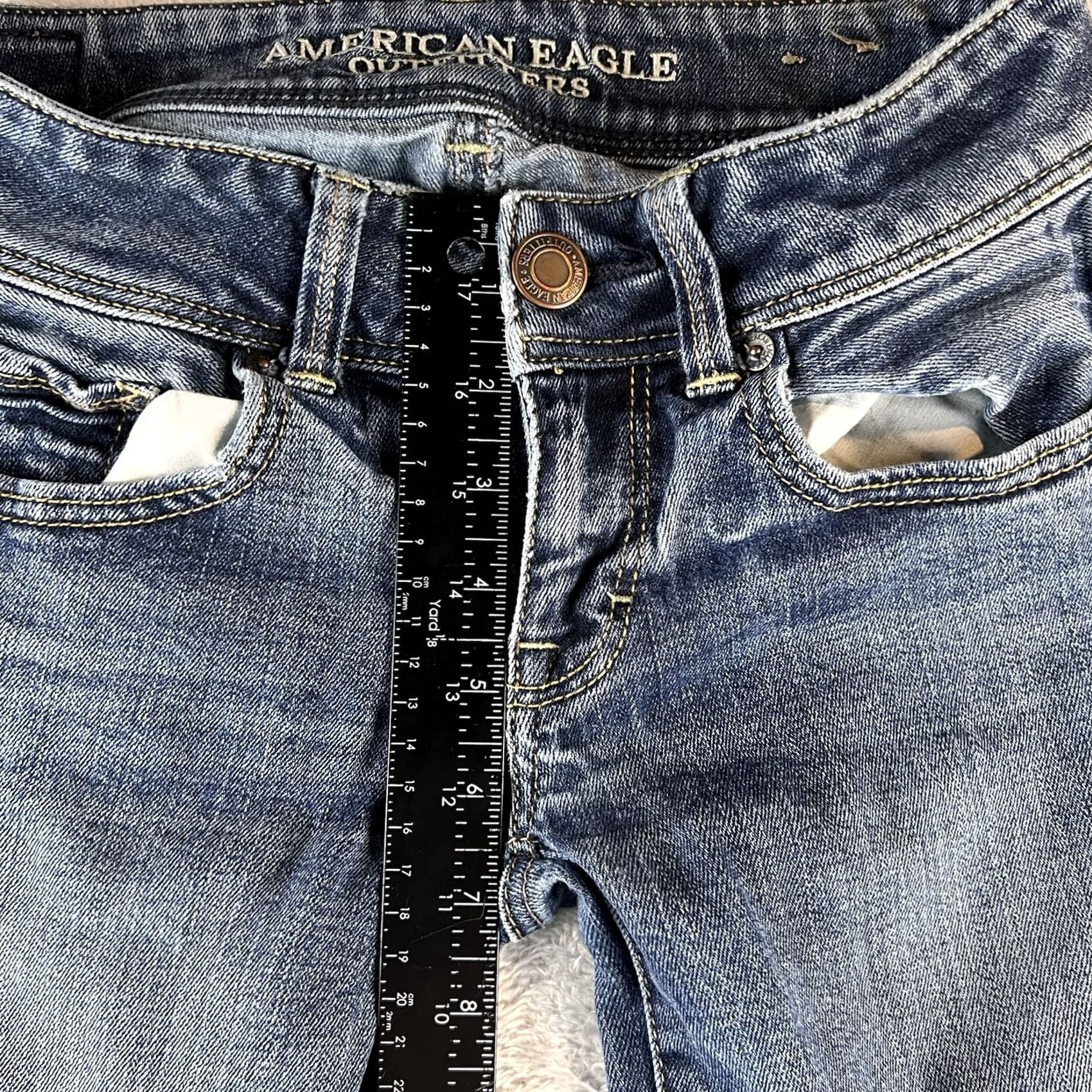 American Eagle Outfitters VINTAGE American Eagle Outfitters Kick boot Jeans Boho Blue 0 Tall Stretch Bootcut 32in Inseam Womens Size 25" / US 0 / IT 36 - 4 Thumbnail