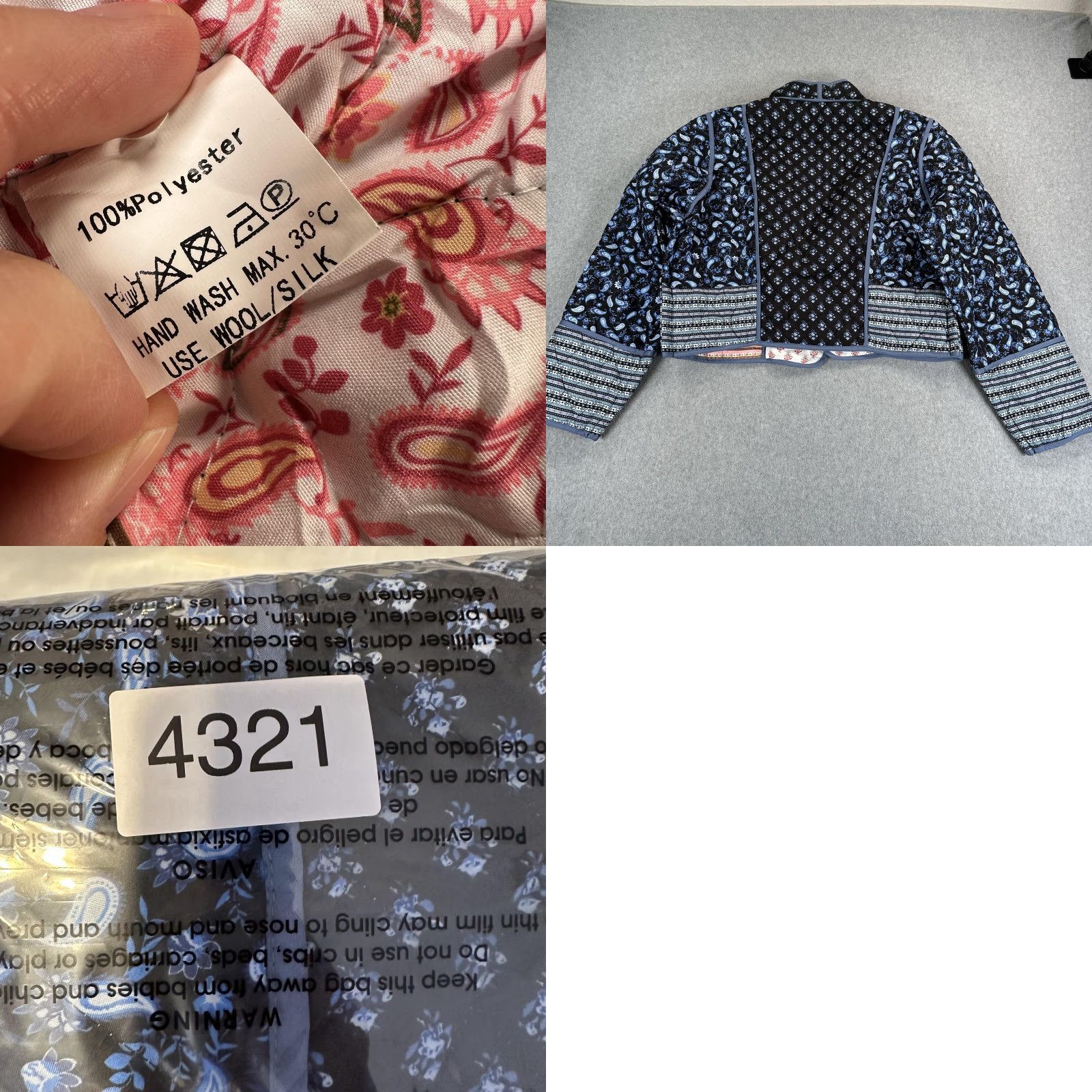 Vintage Reversible Quilted Jacket Womens Large Paisley Boho Cropped Jacket Size L / US 10 / IT 46 - 9 Thumbnail