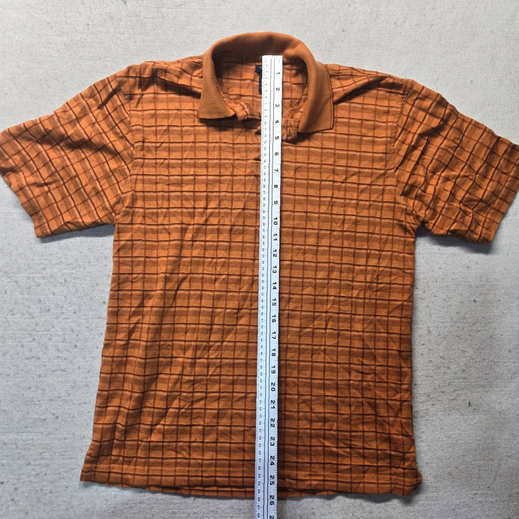 Van Heusen Van Heusen Shirt Polo Short Sleeve Adult S Orange Checkered Women’s Small Size 28" / US 6 / IT 42 - 6 Thumbnail