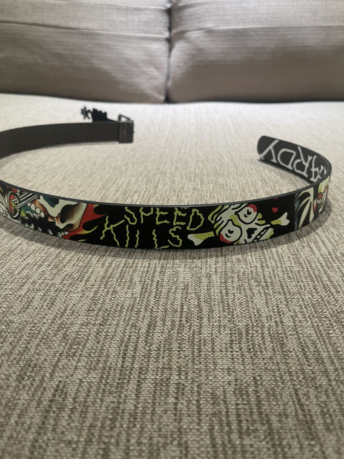 Ed Hardy Ed Hardy “Live To Ride” Speed Kills Reversible Belt Size 36 - 3 Thumbnail