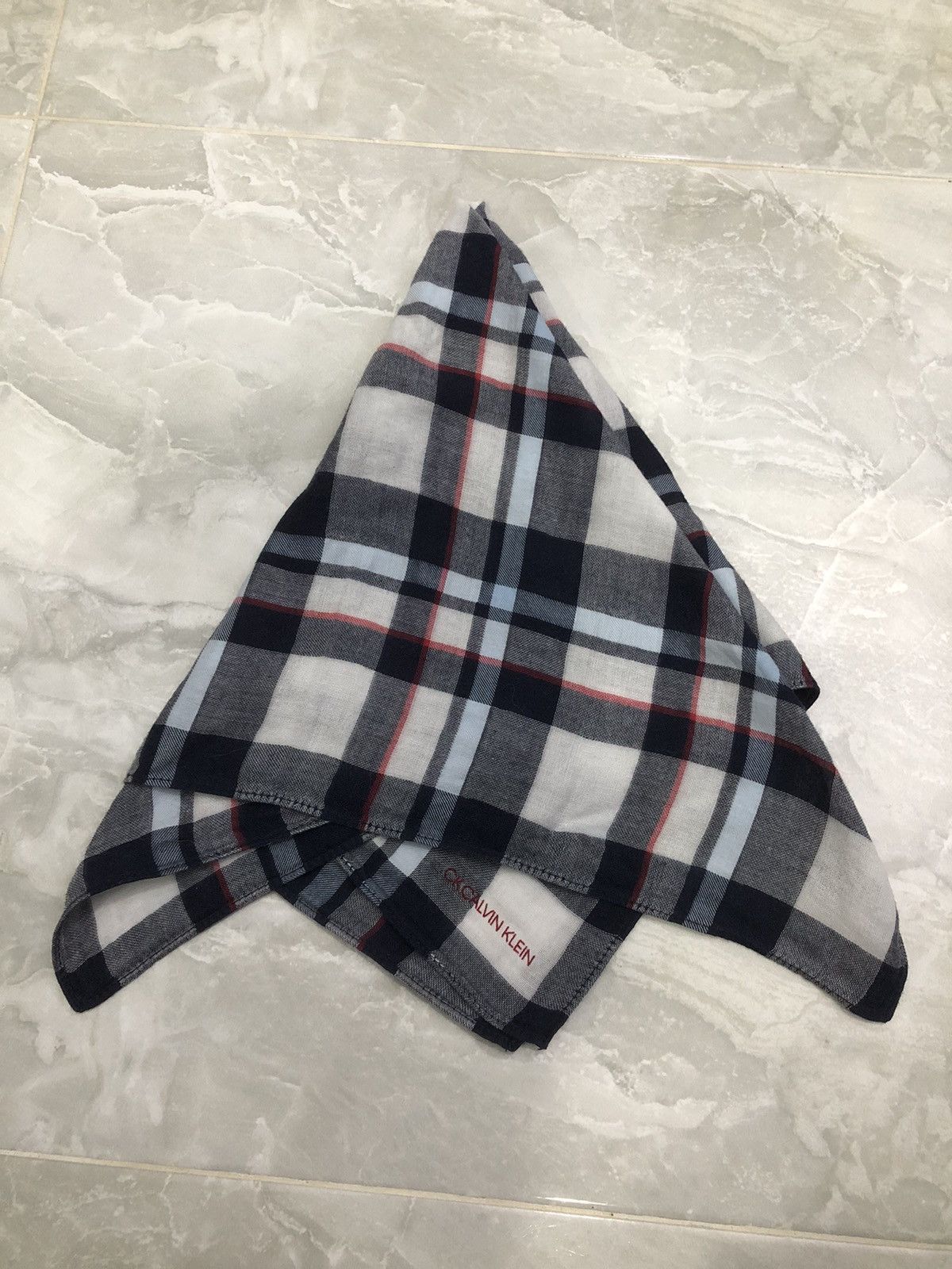 Calvin Klein Calvin Klein Plaid CK Embroidered Bandana Size ONE SIZE - 3 Thumbnail