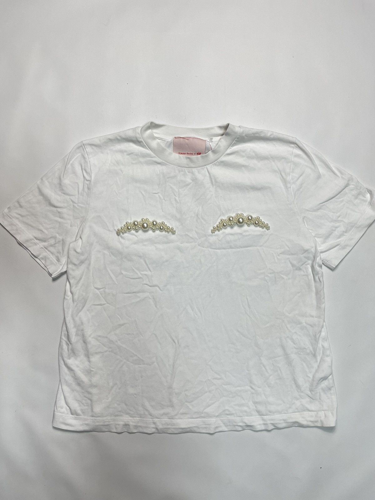 Simone Rocha Simone Rocha x H&M Pearl Embellished White T-Shirt Size M Size M / US 6-8 / IT 42-44 - 1 Thumbnail