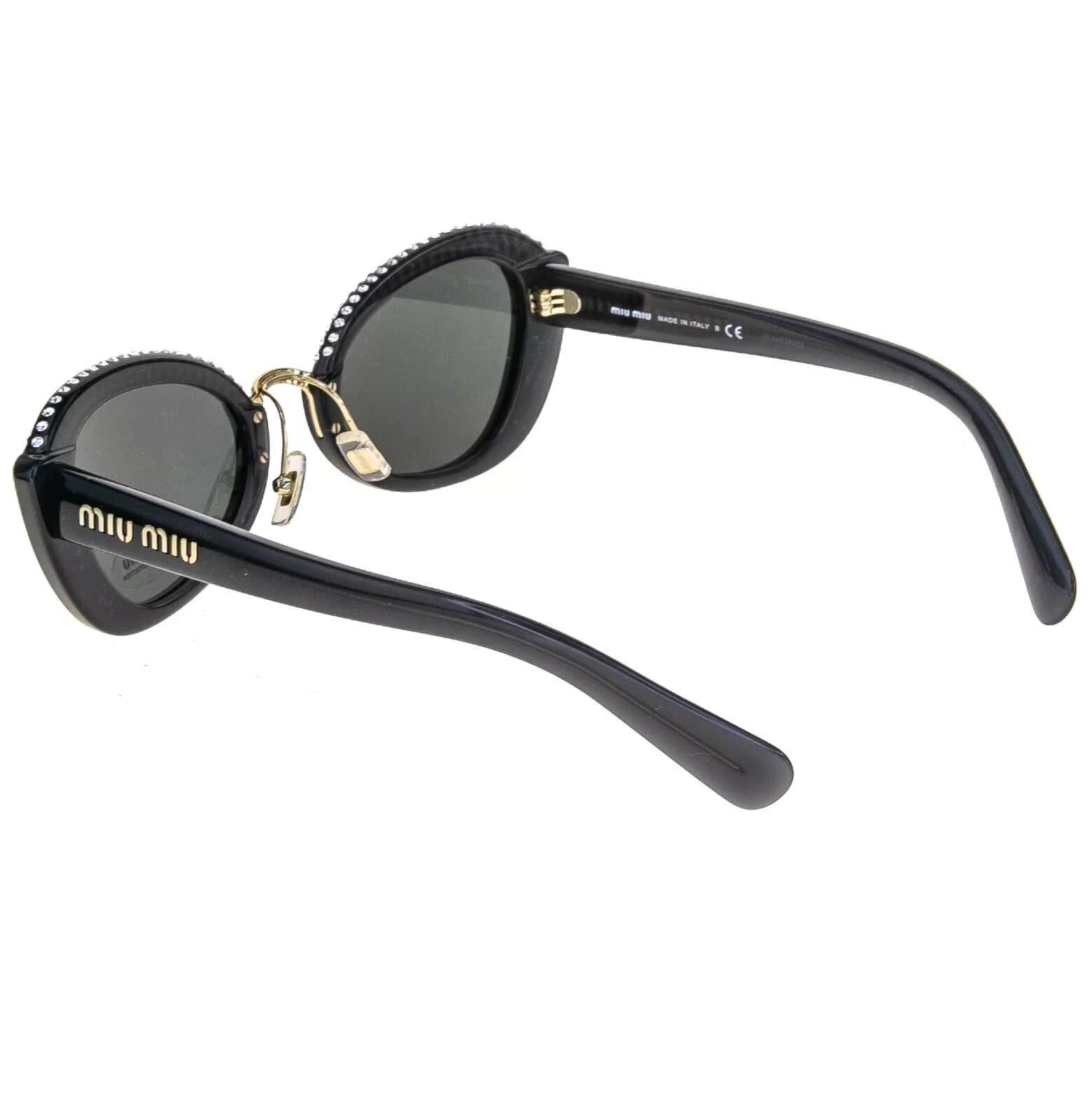 Miu Miu MIU MIU MU05WS Opal Gray Strass Fashion Sunglasses 05W Size ONE SIZE - 4 Thumbnail