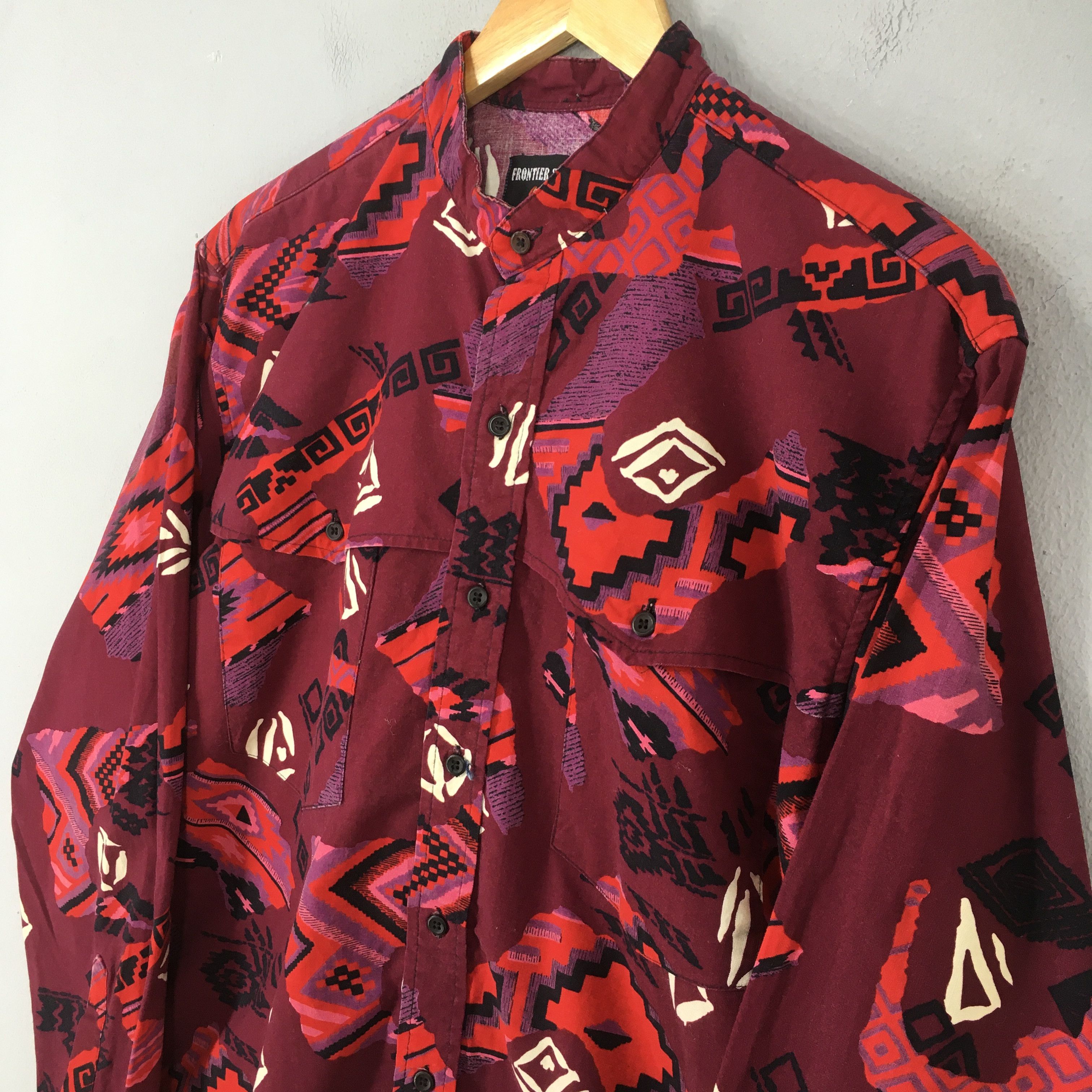 Vintage Vintage Frontier Series Abstract Brushpopper Red Shirt Large Size US L / EU 52-54 / 3 - 3 Thumbnail