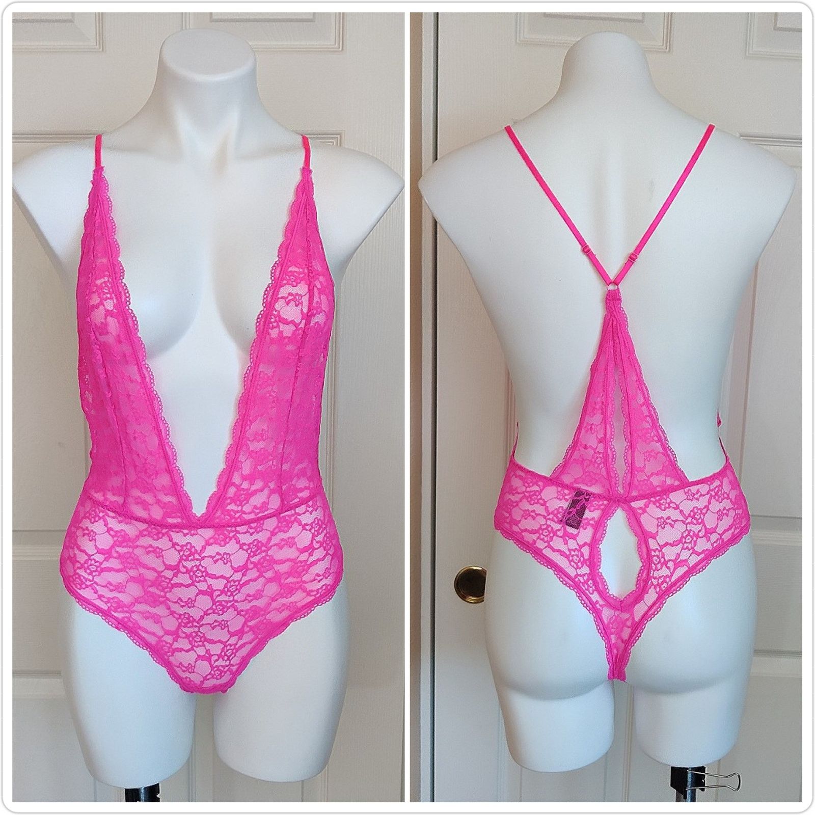 Victoria's Secret Victoria's Secret stretch sheer teddy lace up bodysuit sz S Size S / US 4 / IT 40 - 1 Thumbnail