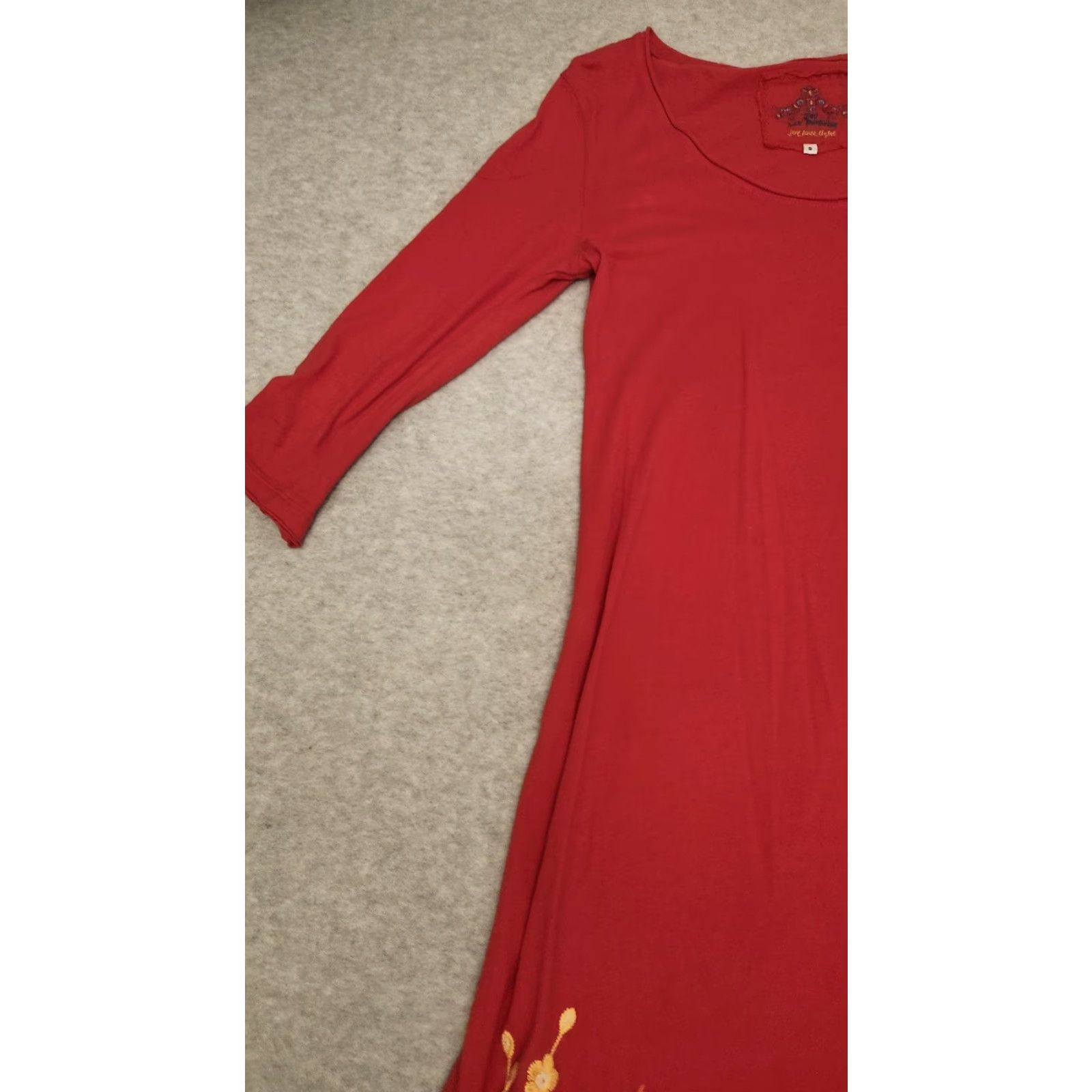 Johnny Was VINTAGE JW Los Angeles Dress Womens S Red Embroidered Floral A-Line 3/4 Sleeve Boho Shirt Dress Womens Size S / US 4 / IT 40 - 3 Thumbnail