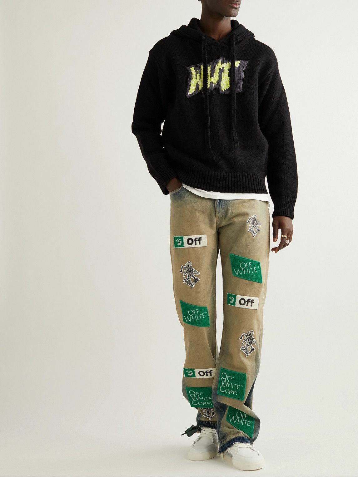 Off-White o1y0325 Logo Hooded Sweater in Black Size US S / EU 44-46 / 1 - 5 Thumbnail