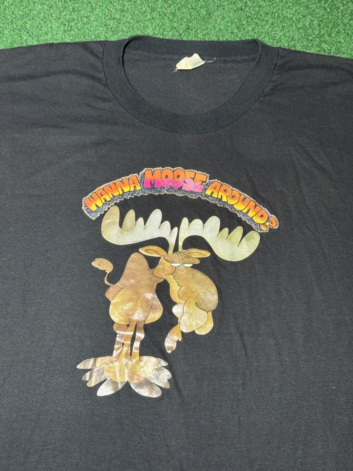 Vintage Vintage 80s Wanna Moose Around? Funny Moose Animal T Shirt Size US L / EU 52-54 / 3 - 2 Thumbnail