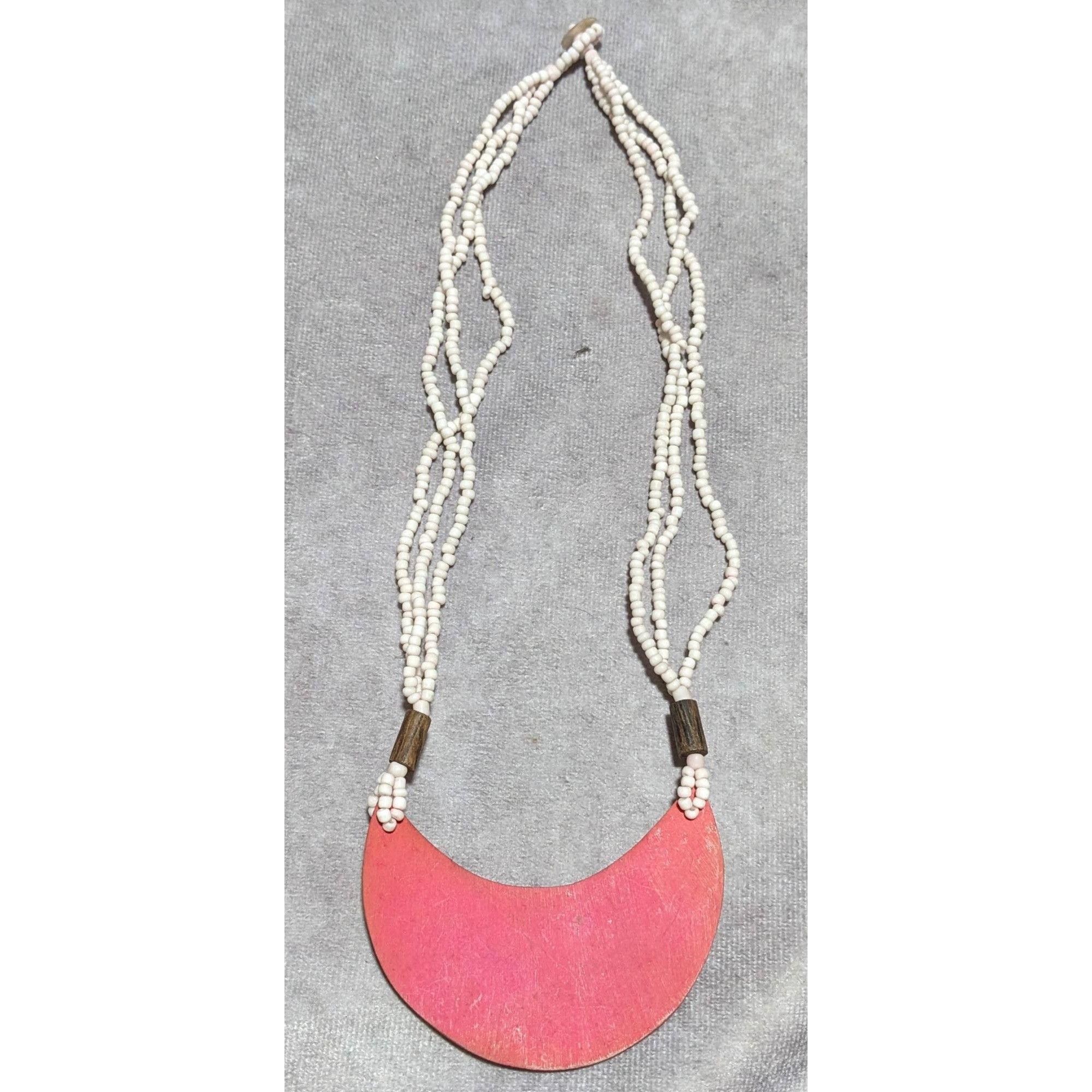 Other Beaded Necklace With Geometric Pendant In Pink & White Size ONE SIZE - 14 Thumbnail