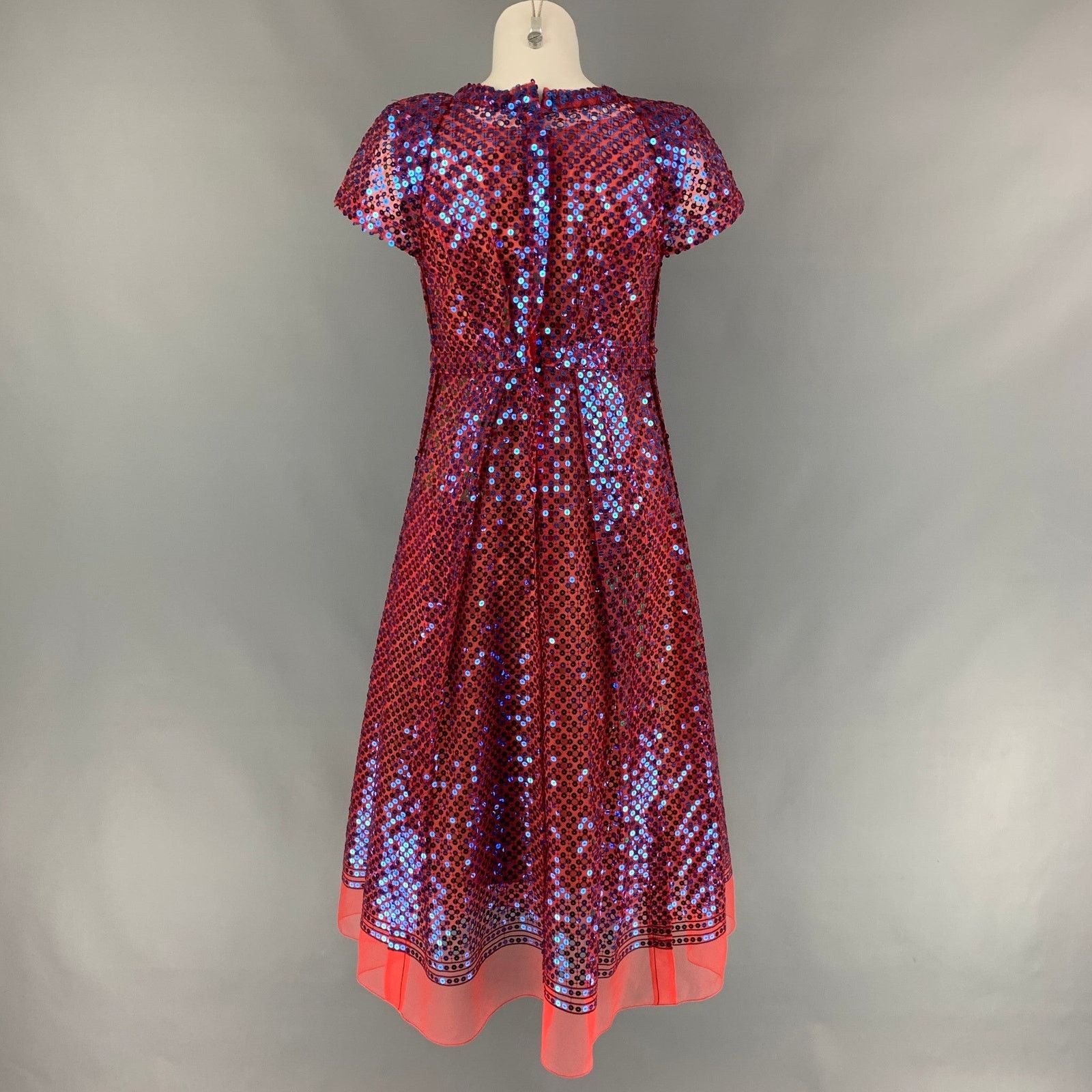 Marc Jacobs Size 2 Orange & Blue Polyester Blend Sequined Shift Dress Size XS / US 0-2 / IT 36-38 - 4 Thumbnail