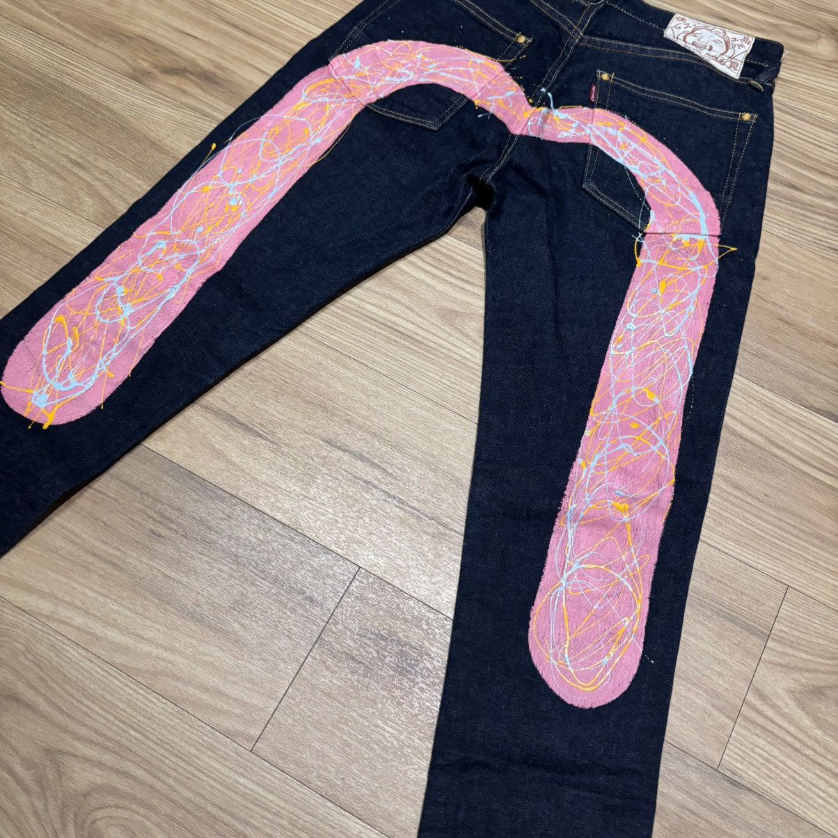 Evisu Evisu Paint Splatter Large Pink Daicock Jeans Size US 30 / EU 46 - 2 Thumbnail