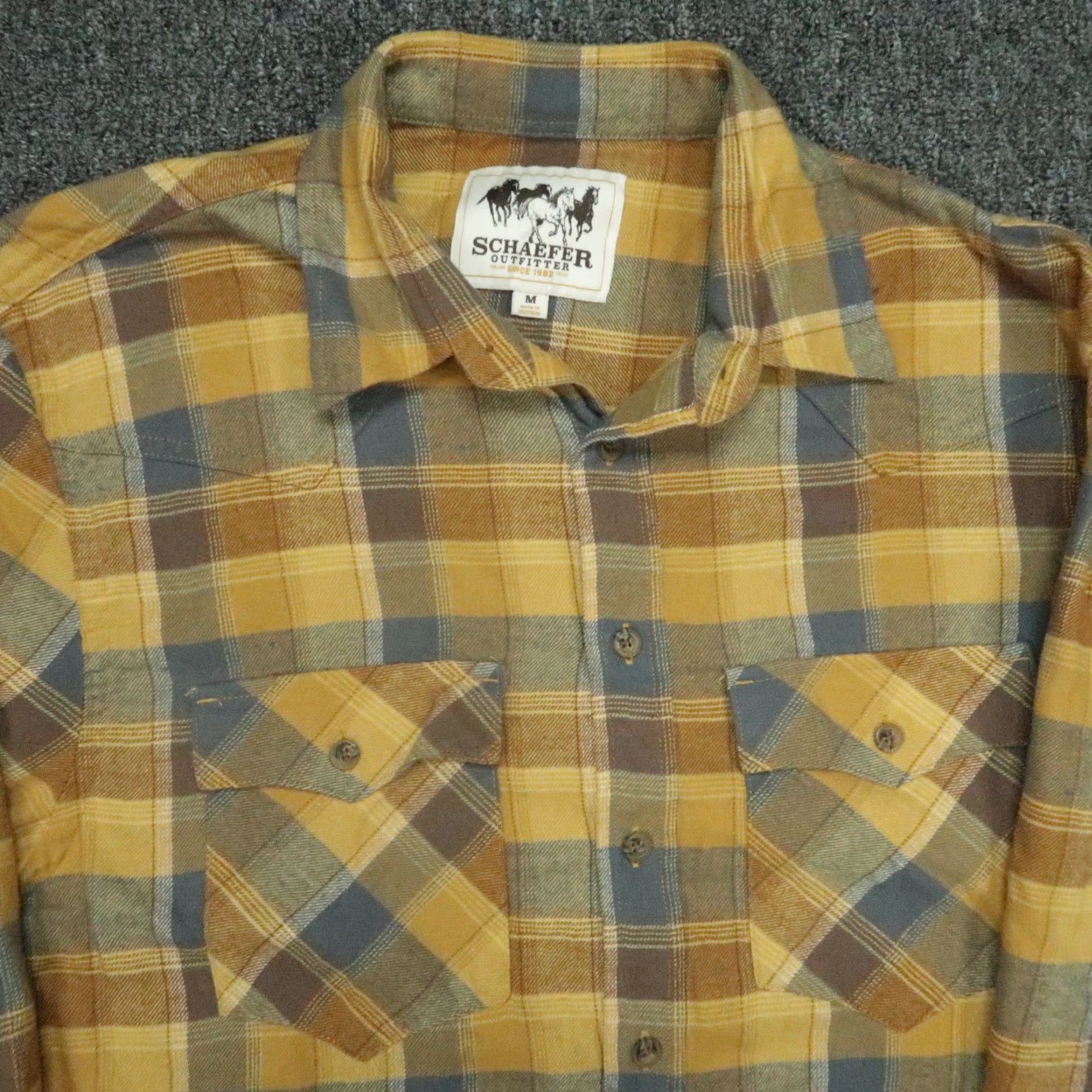 Vintage Schaefer Outfitter Shirt Mens Medium Yellow Plaid Flannel Long Sleeve Button Size US M / EU 48-50 / 2 - 2 Thumbnail