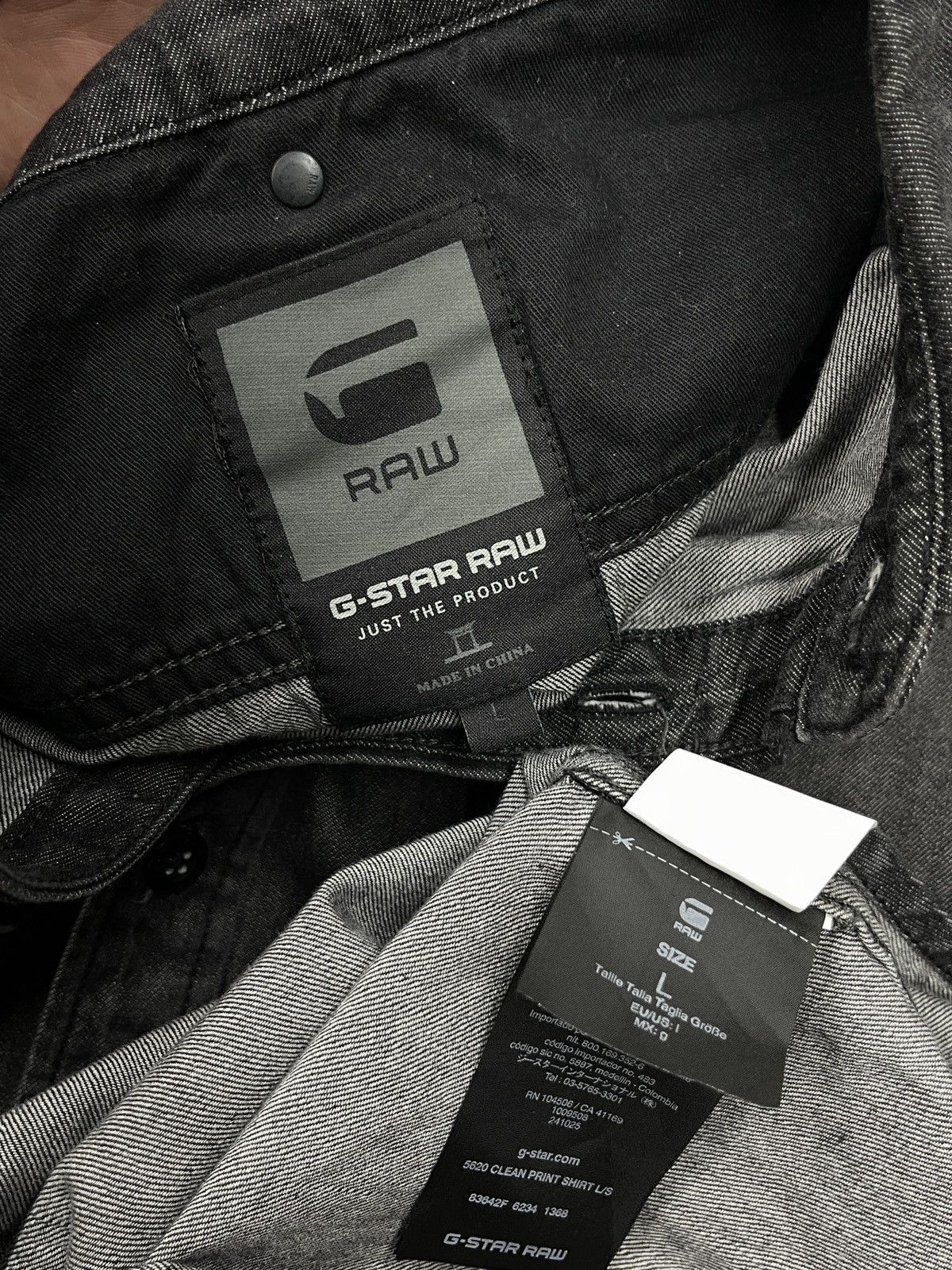 G-Star Mens G Star Raw 5620 Clean Print Shirt Denim Grey Size L Size US L / EU 52-54 / 3 - 9 Thumbnail