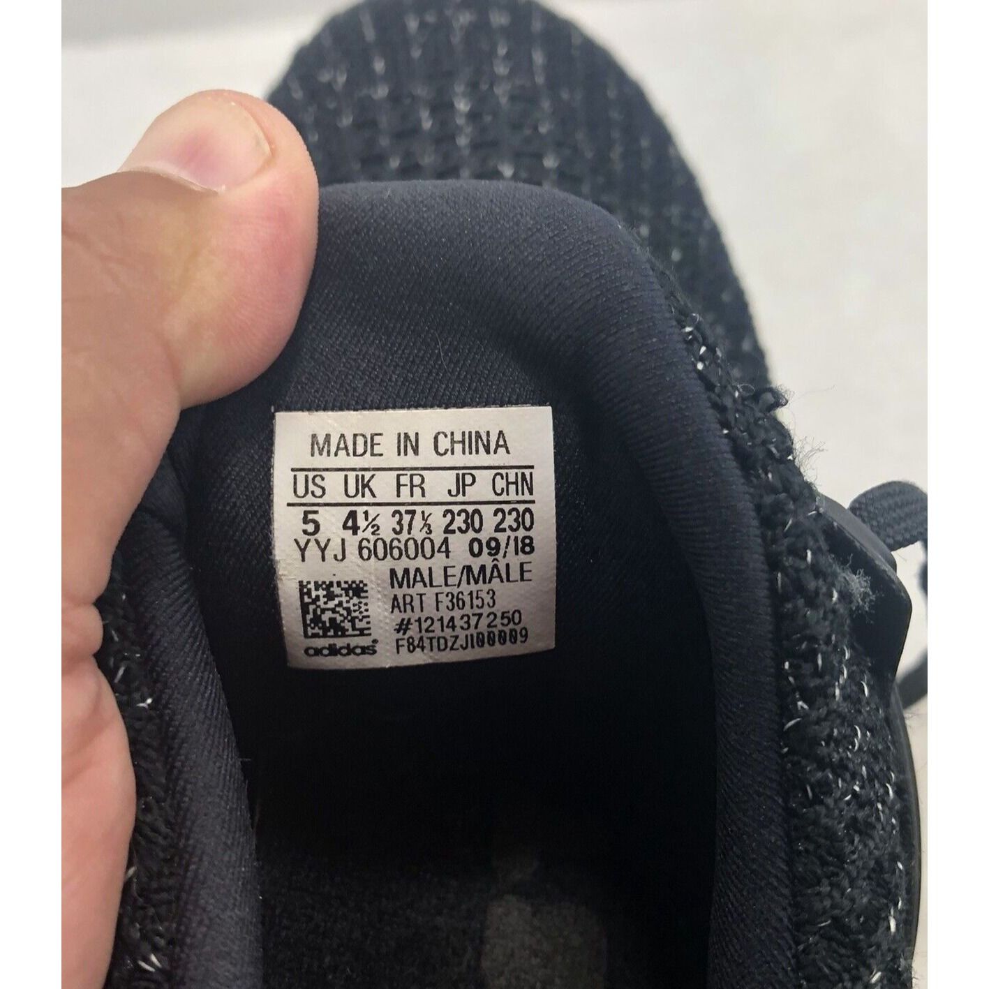 Adidas Adidas Mens UltraBoost 4.0 Running Core Black/White Speckle Size US 5 / EU 37 - 9 Thumbnail