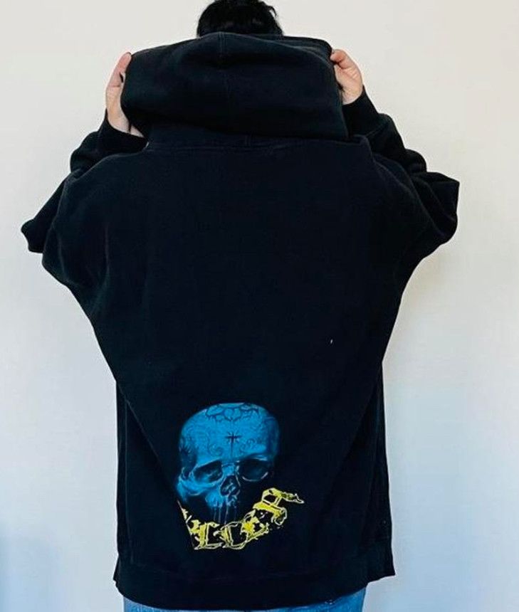 Vintage sullen emo goth black skull hoodie Size US L / EU 52-54 / 3 - 9 Thumbnail