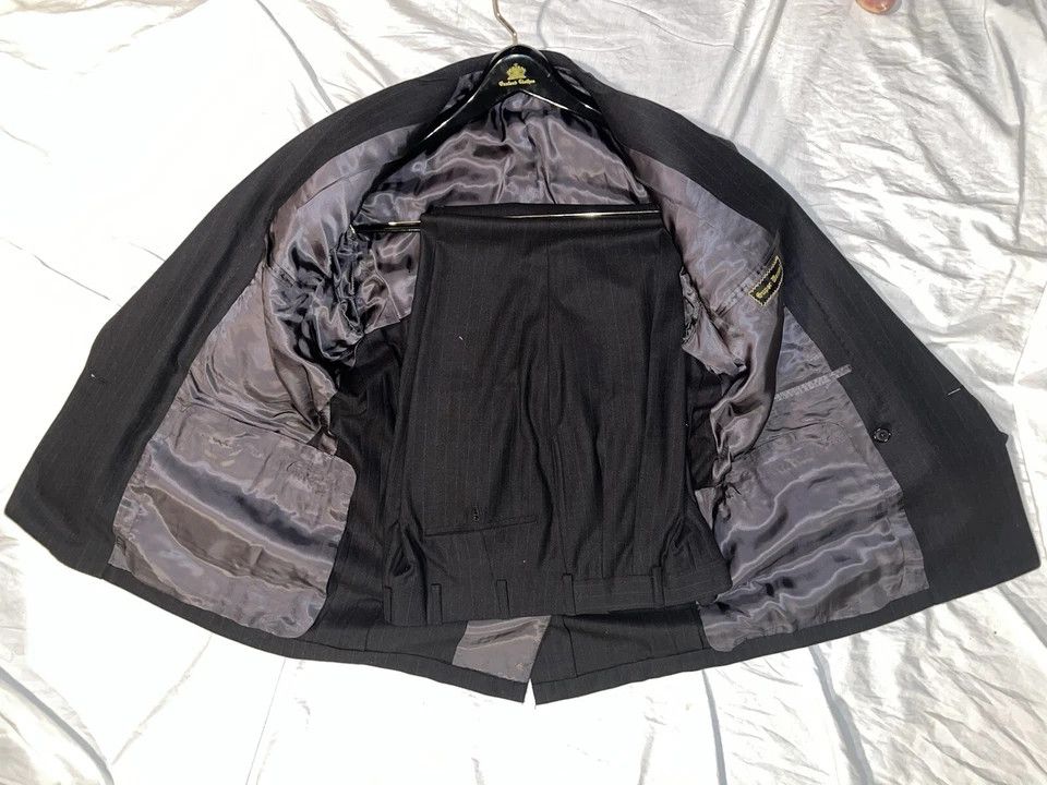Oxxford Clothes Double Breasted Gray Suit Size 42S - 10 Thumbnail