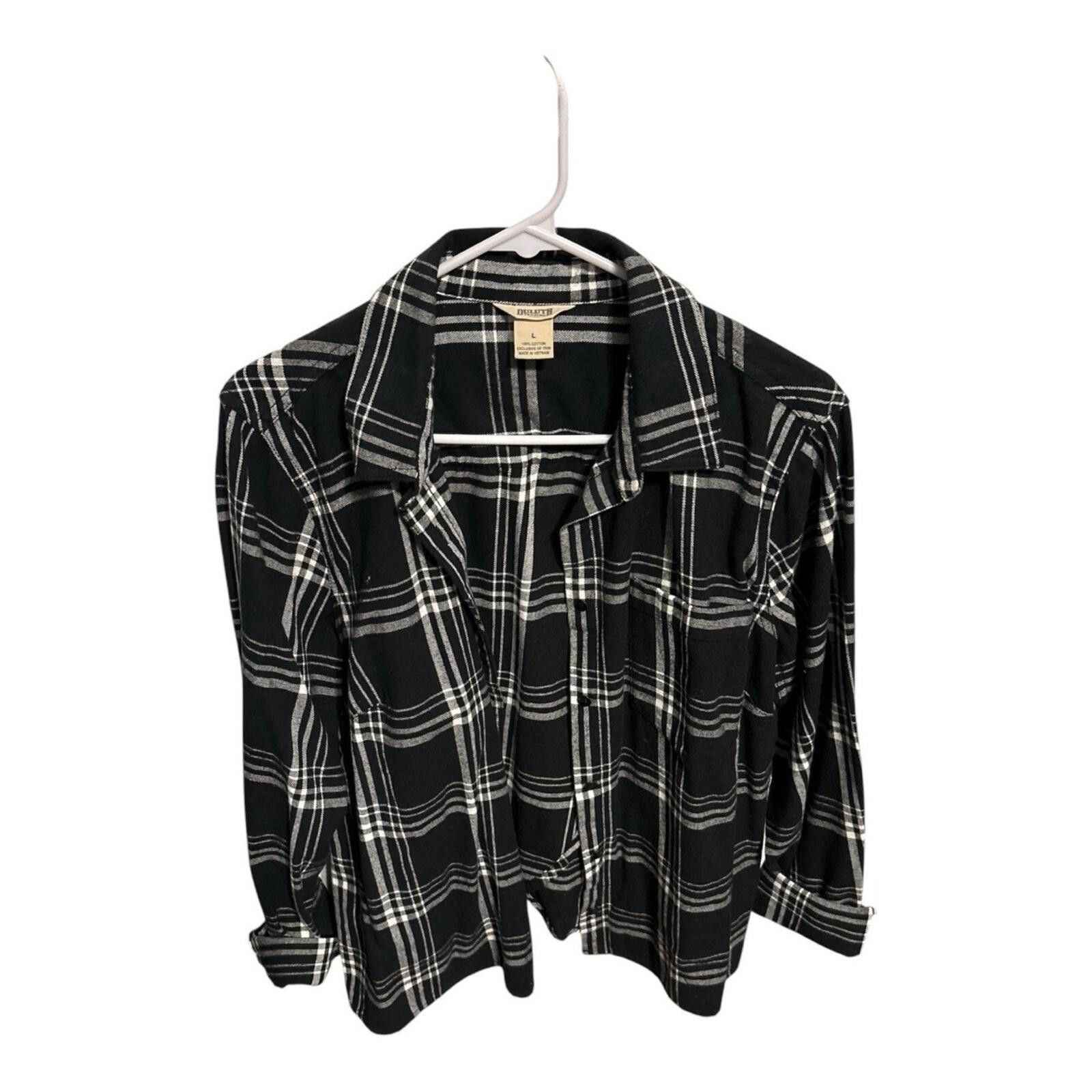 Duluth Trading Company Duluth Trading Black & White Plaid Button-Up Shirt Size L / US 10 / IT 46 - 1 Thumbnail
