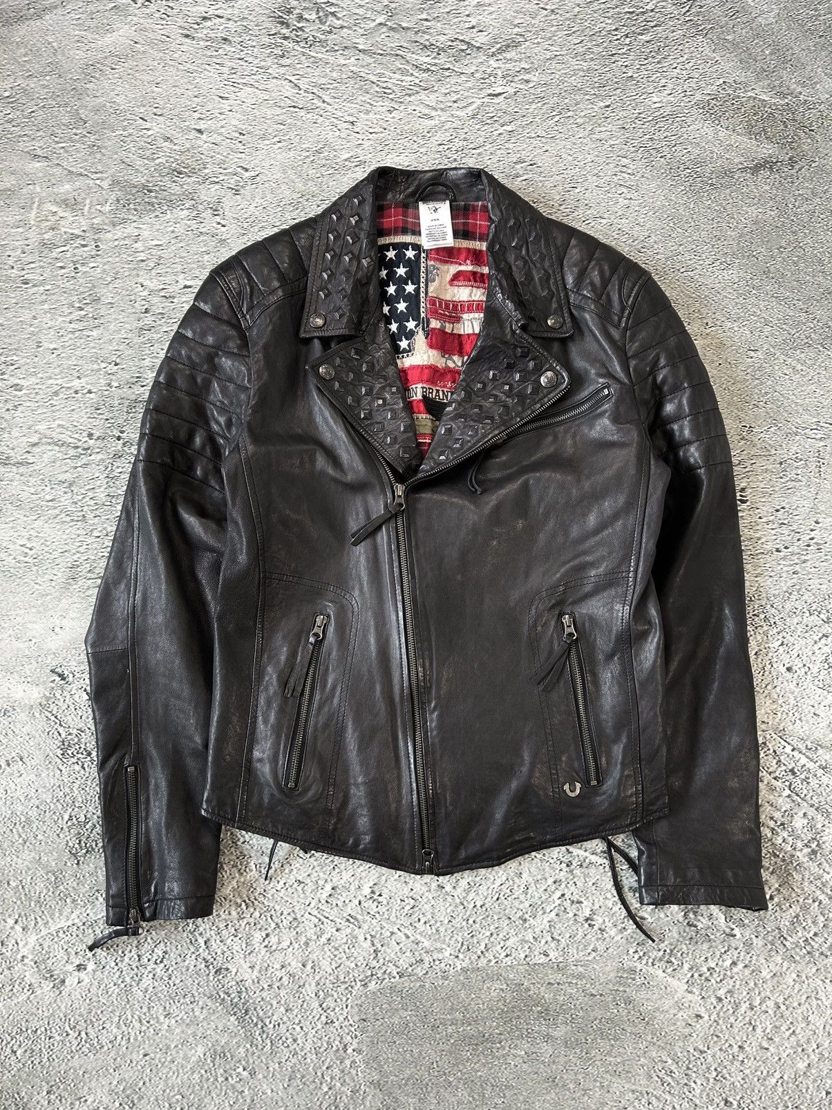True Religion leather jacket black Y2K Avant Garde