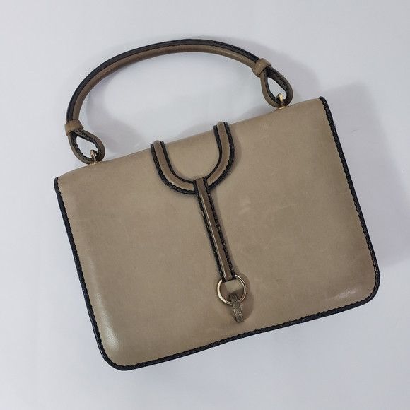 image of Loewe Vintage Lowe Tan Leather Handbag in Brown Tan, Women's